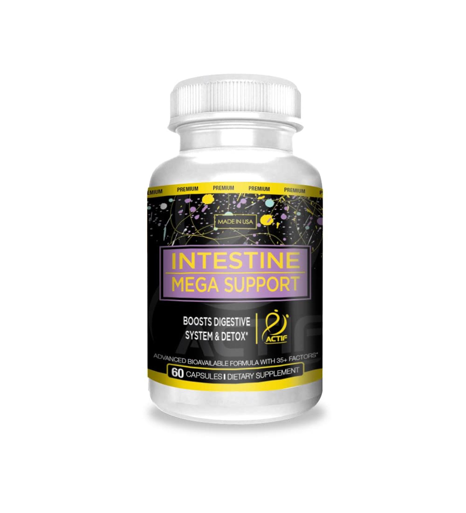 Actif Intestine Mega Support - Maximum Strength Energy Boost & Gut Health - Supports Digestion Detox & Cleansing