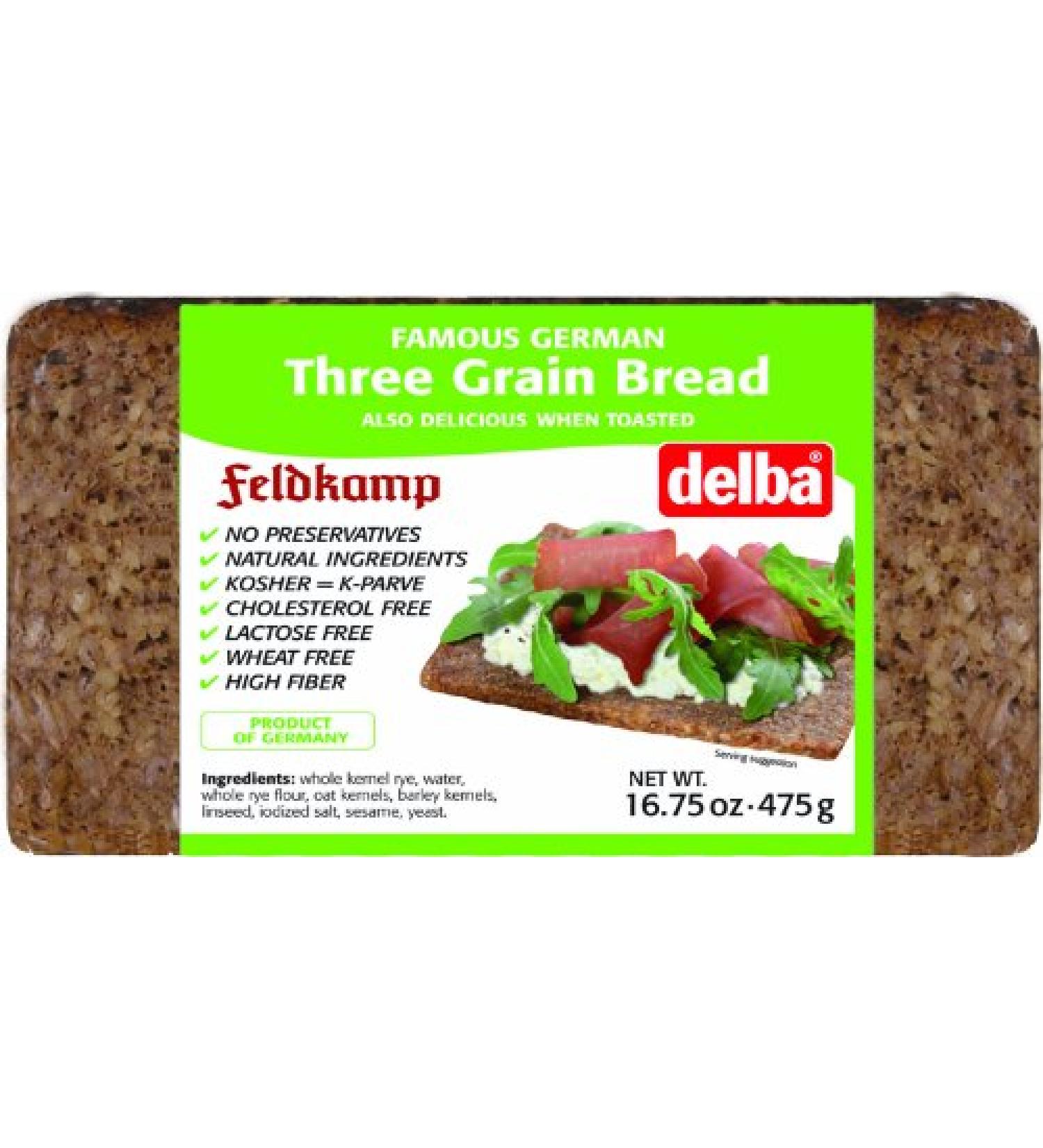 Delba Famous German Three Grain Bread 16.75oz (Pack of 12) - Butter Honey Cheese Flavors - 1.04lb (Pack of 12) - Buy Online on GoSupps.com