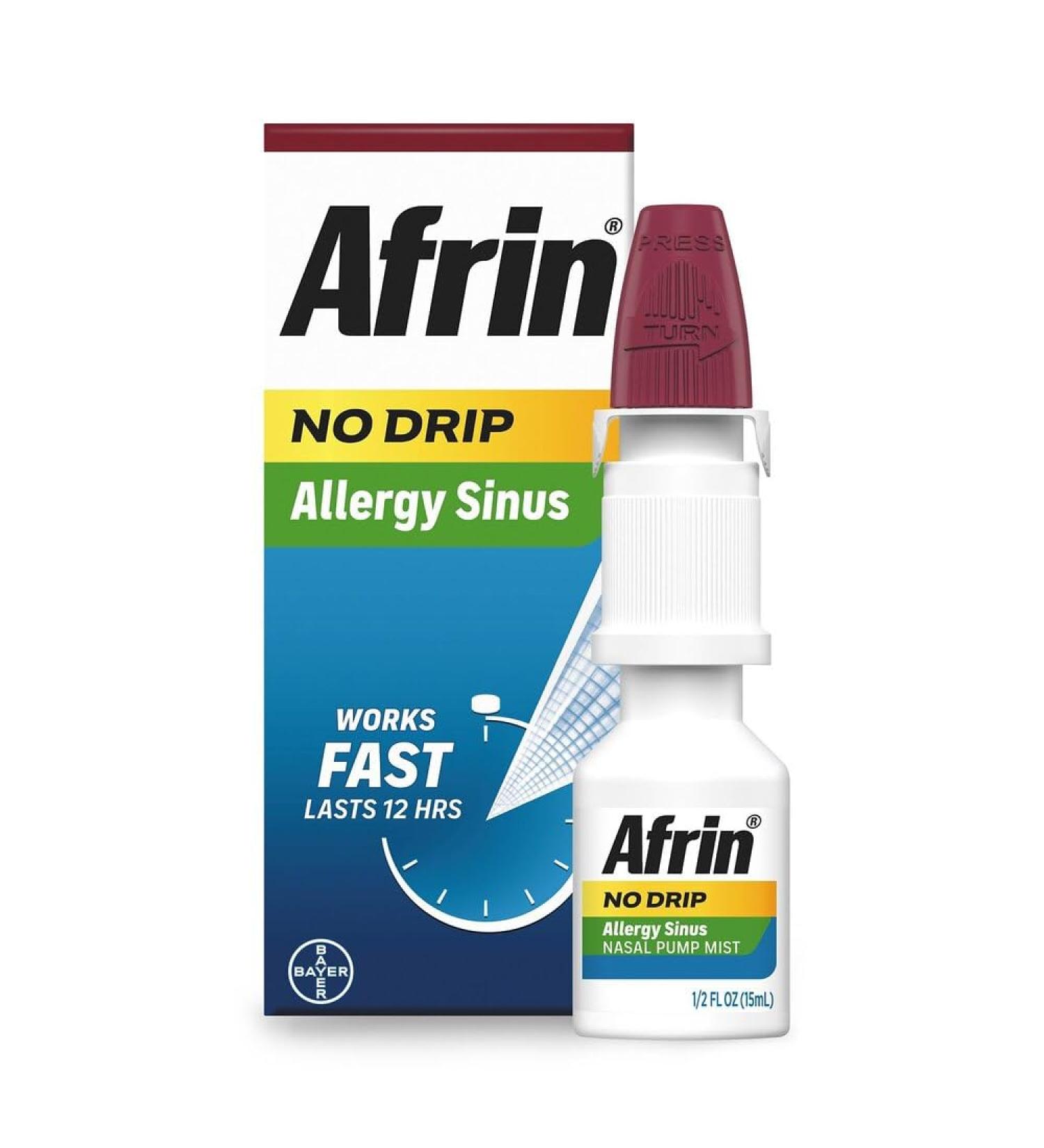 Afrin No Drip Allergy Sinus Nasal Spray - Fast and Powerful Nasal Decongestion From Allergies, 15mL - Buy Online on GoSupps.com