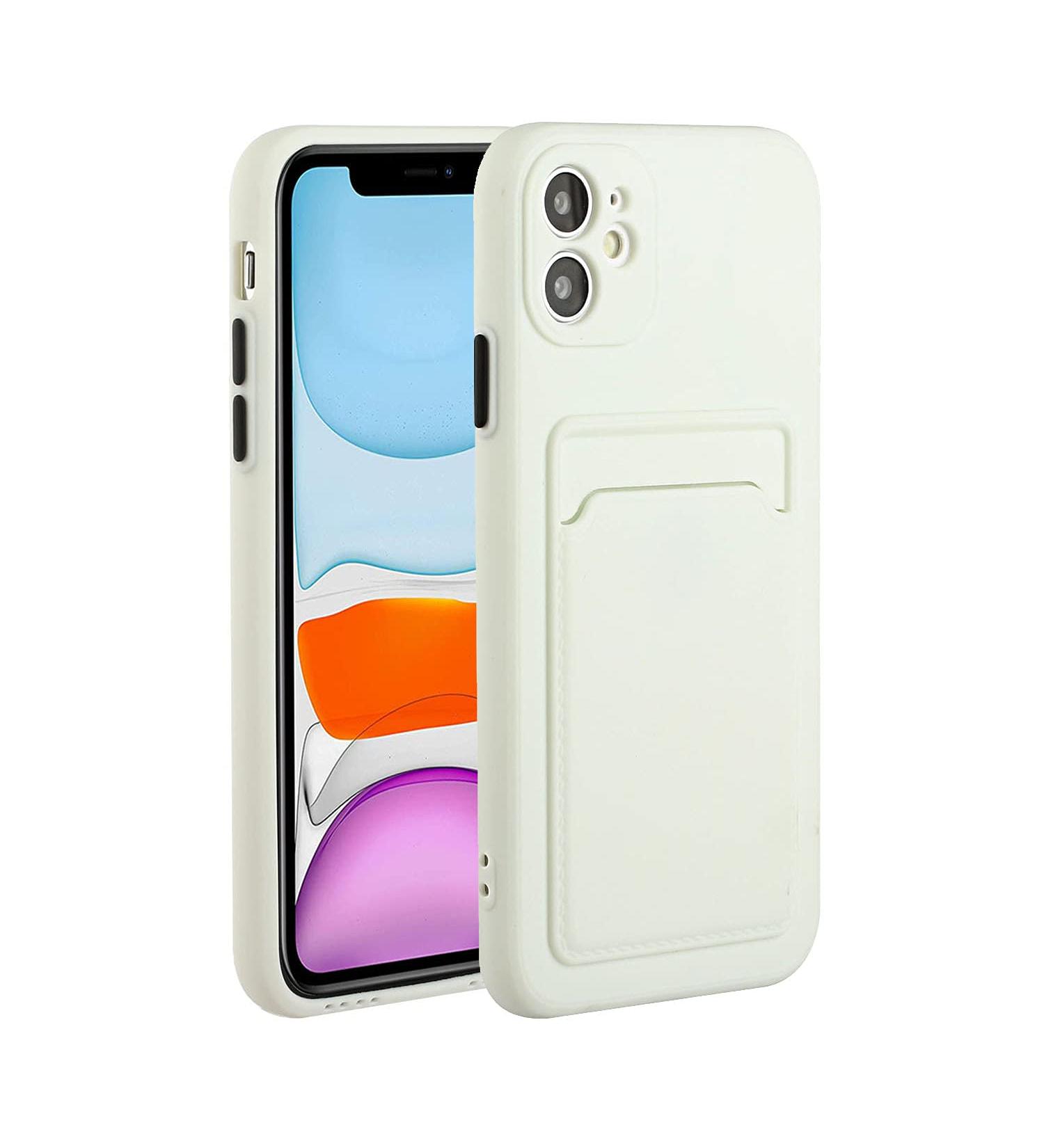 Tivenfezk Nadoli Silicone Case for iPhone 15 - Ultra Thin Shockproof Scratch-Resistant Wallet TPU Cover with Credit Card Holder - White - Buy Online on GoSupps.com