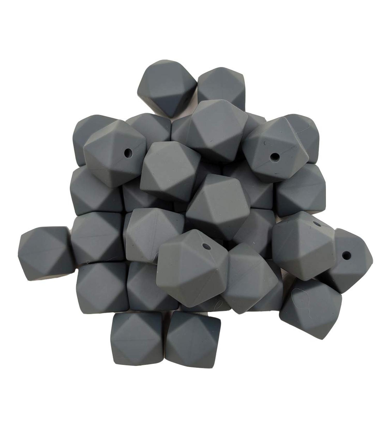 30pcs Dim Gray 17mm Hexagon Silicone Teething Beads - BPA Free Geometry Teether for Mom Jewelry Making - Buy Online on GoSupps.com