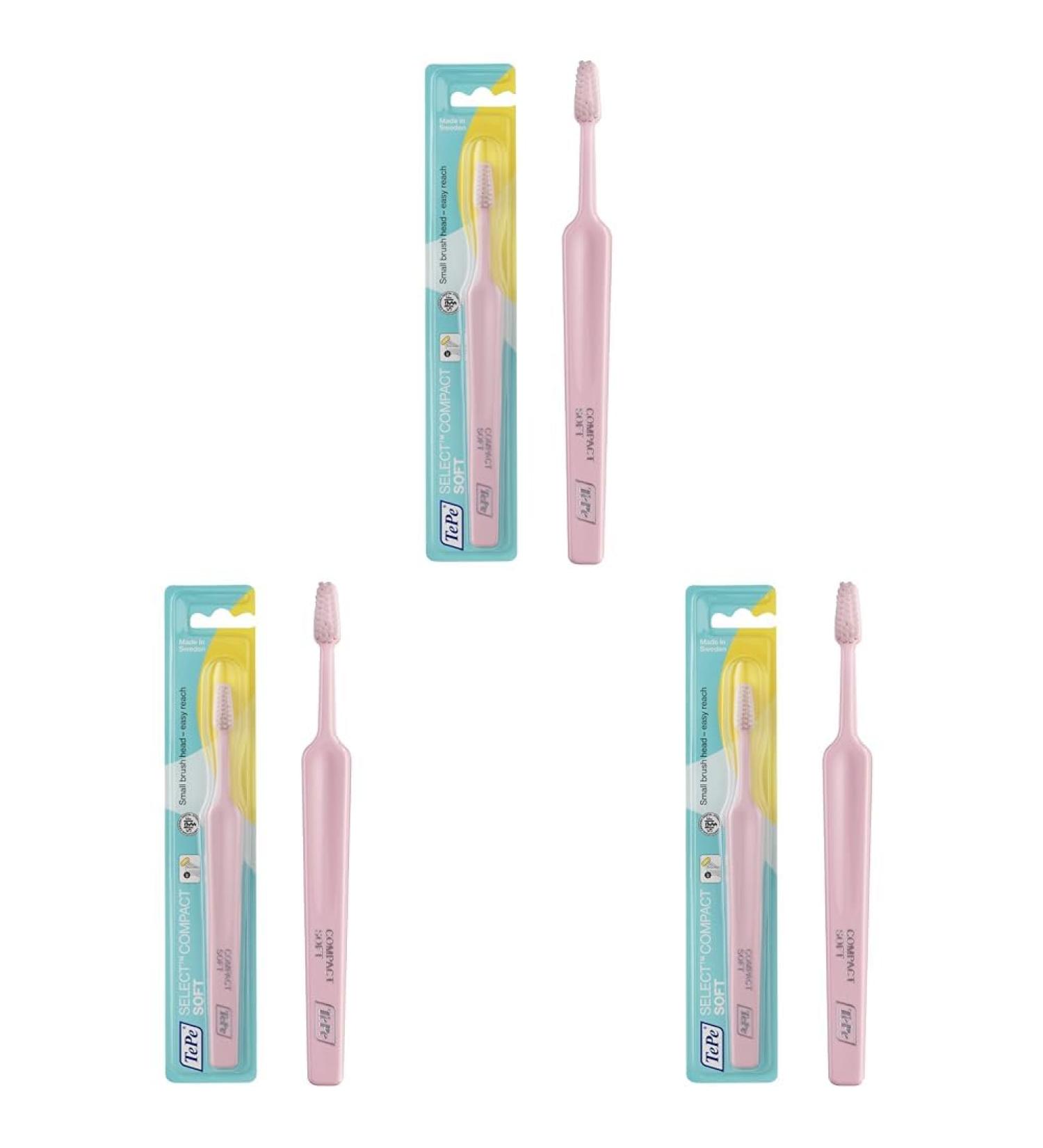 TEPE SELECT Compact Soft Toothbrush - Soft Bristles & Narrow Head for All Ages (Pack of 3) | International Shipping Available - Buy Online on GoSupps.com