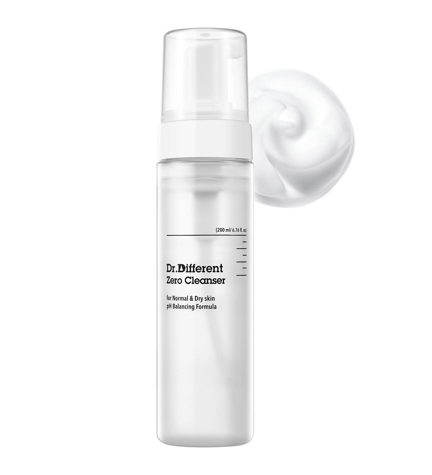 Dr.Different Zero Cleanser for Normal & Dry Skin - Hypoallergenic pH 5.5 Face Bubble Foaming Cleanser with Hyaluronic Acid and Ceramide Moisturizing and Soothing 6.76 fl.oz. - Buy Online on GoSupps.com