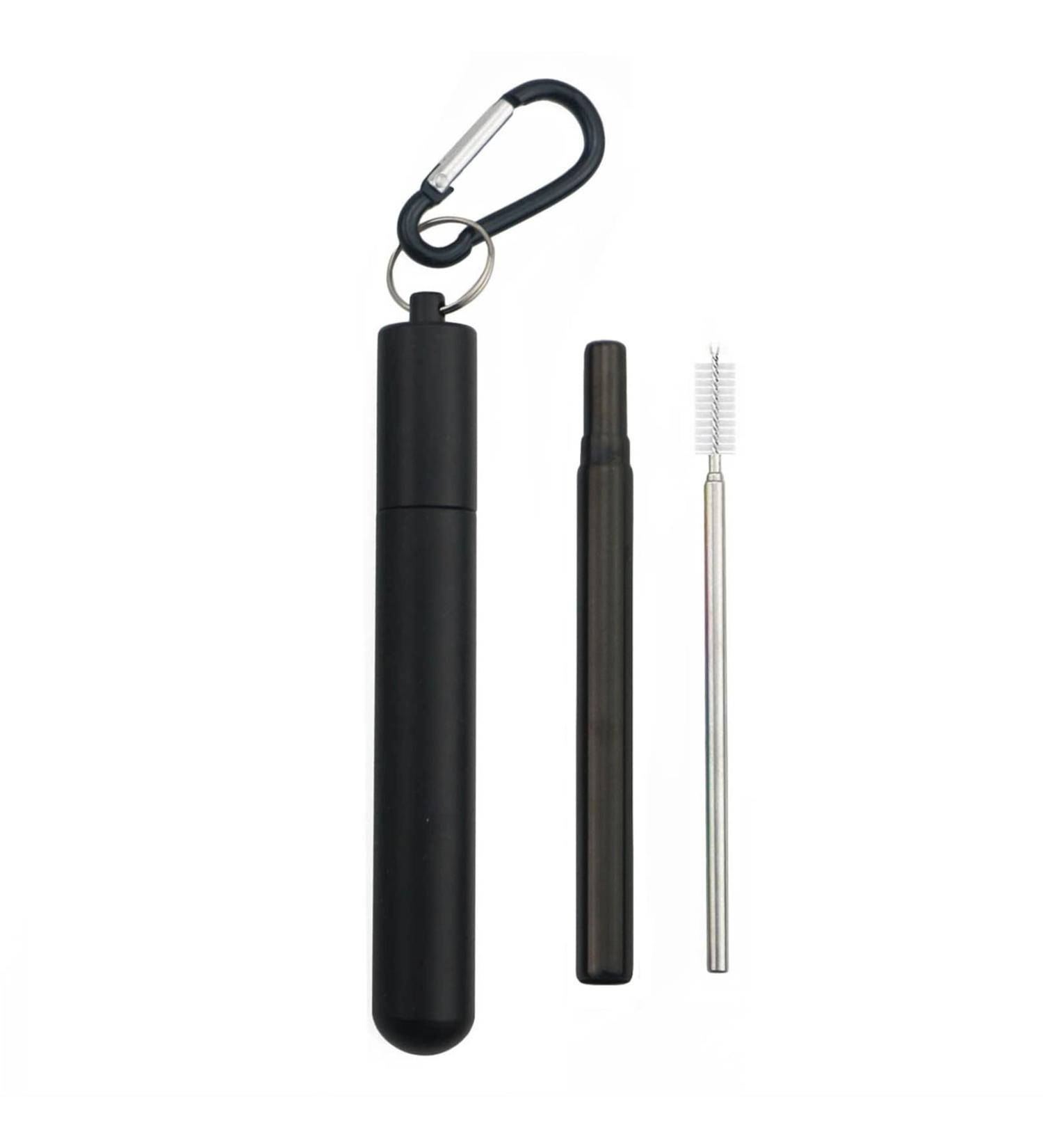 FJZFXKZL Straws Reusable Metal Straws Foldable Stainless Steel Straws Portable Keychain Telescopic Travel with Cleaning Brush Straws Straw (Color : Black-Black) - Buy Online on GoSupps.com