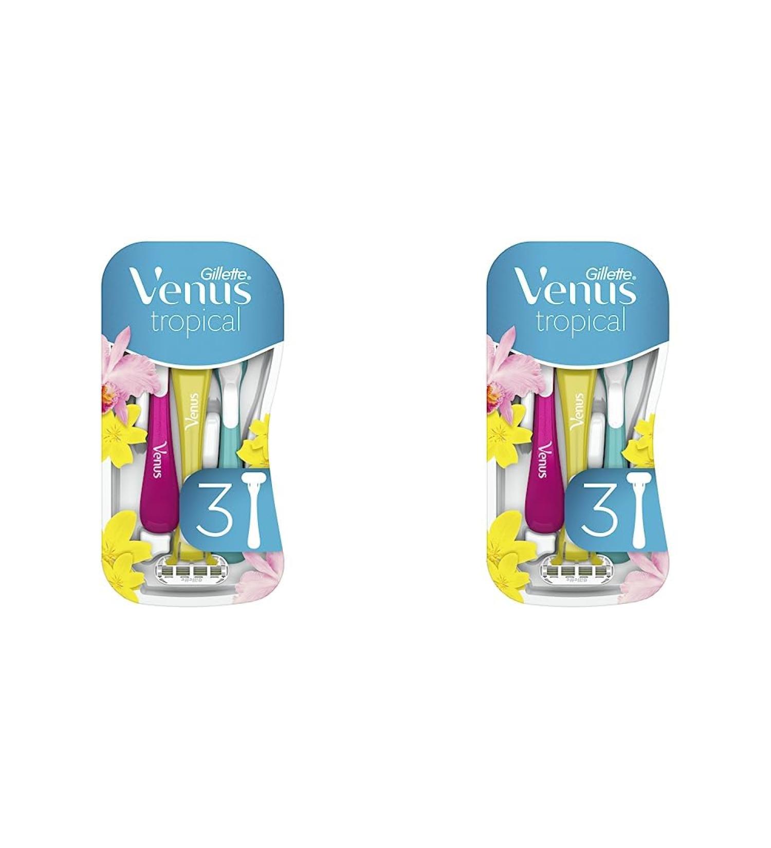 Gillette Venus Tropical disposable razor women 3 women's razors with comfort blades Mother's Day gift (pack with 2) 3 pieces (2 -pack) Tropical