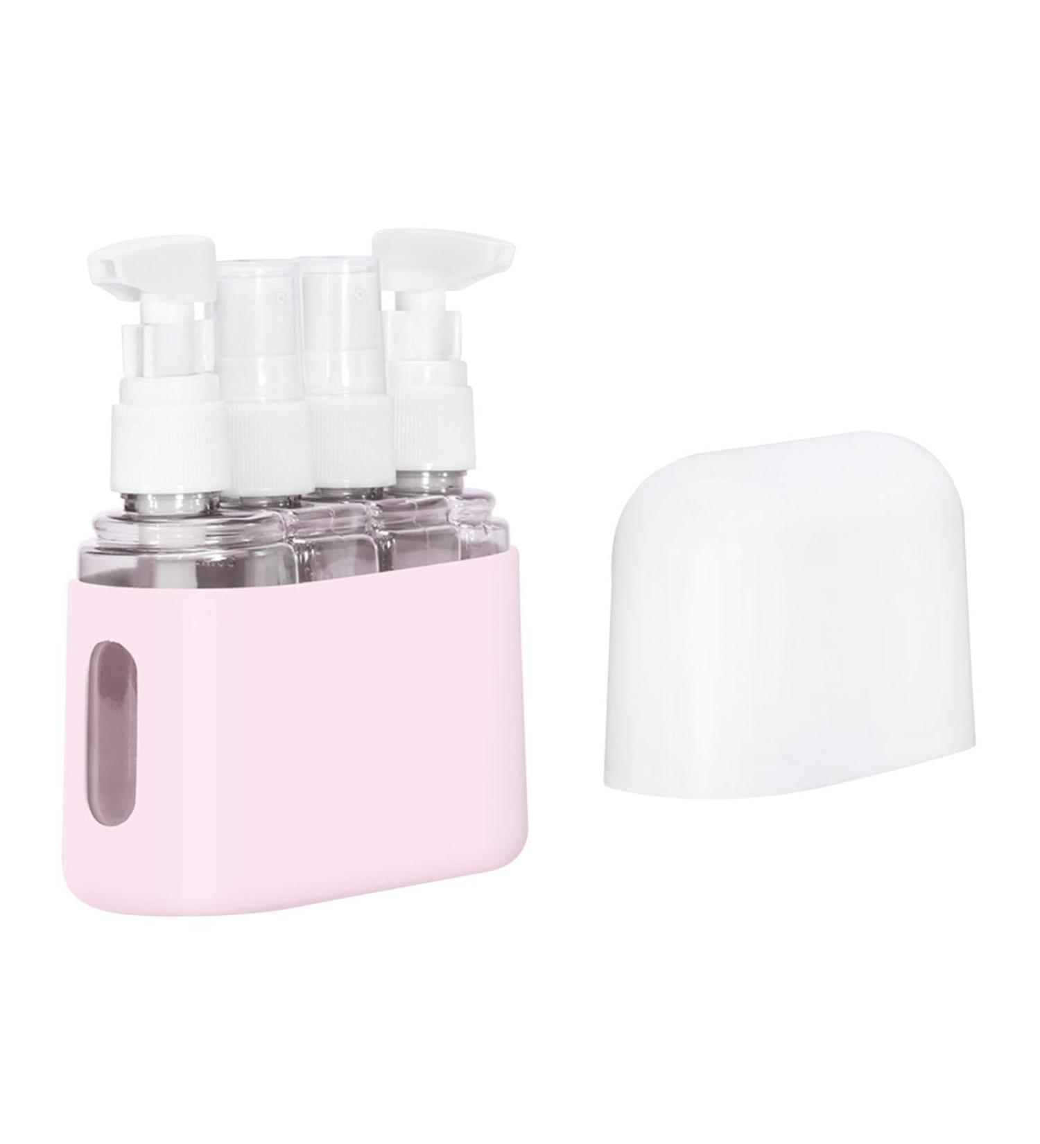 Portable Travel Pump Bottle Set for Toiletries & Lotions - Pink | Ideal for International Travel - Buy Online on GoSupps.com