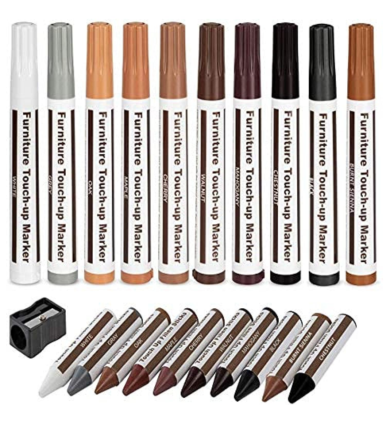 Furniture Markers Touch Up Wood Filler Floor Scratch Repair Kits Set of 21-Markers and Wax Sticks with Sharpener Kit for Funiture Repair Floor Scratch.Touch Up Repair System Set Wood Restore Pack 21 Piece Set - Buy Online on GoSupps.com