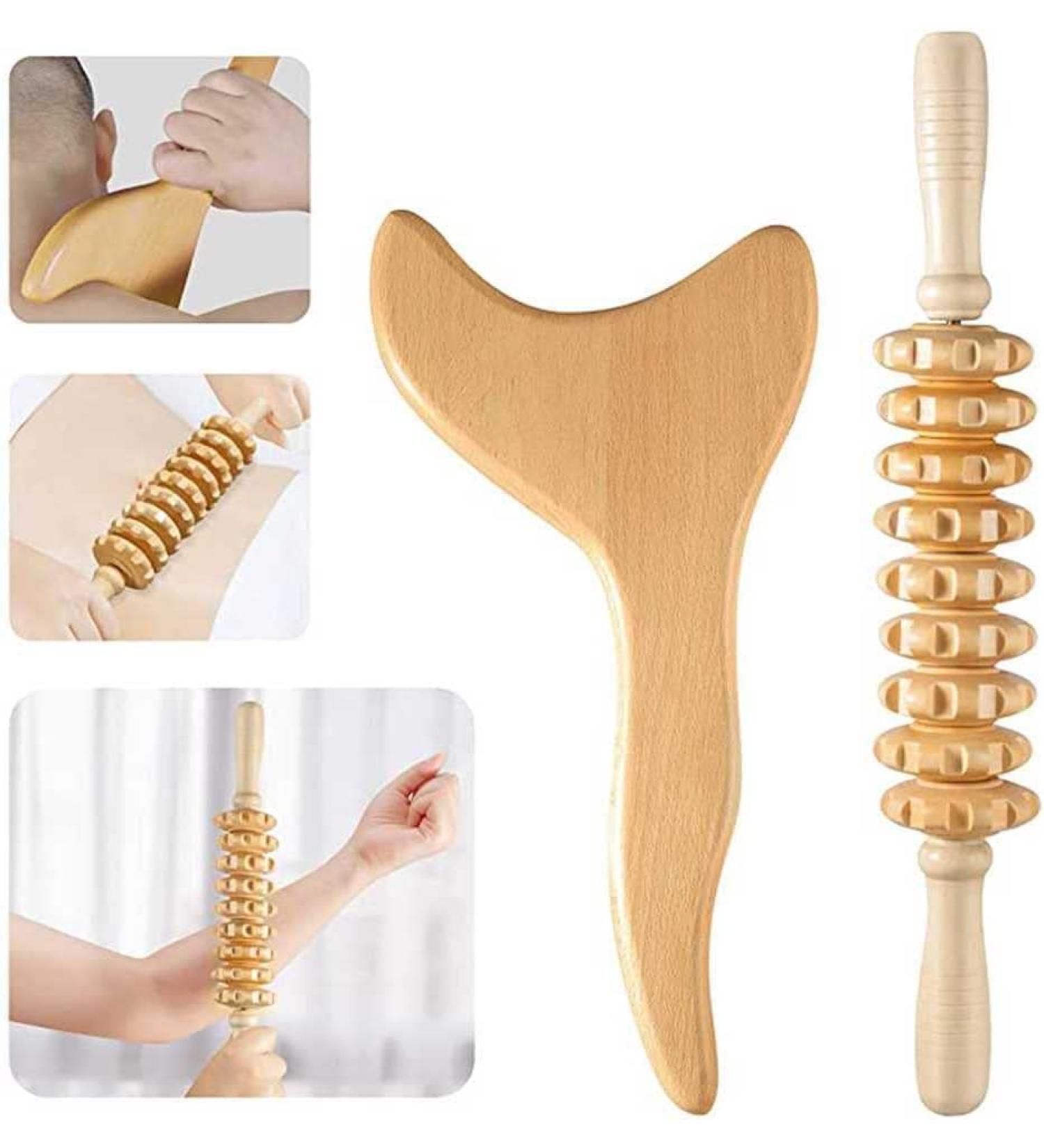 Premium GUA SHA & Massage Tools - 2-Piece Lymphatic Drainage & Anti-Cellulite Roller Set for Muscle Recovery | International Shipping - Buy Online on GoSupps.com