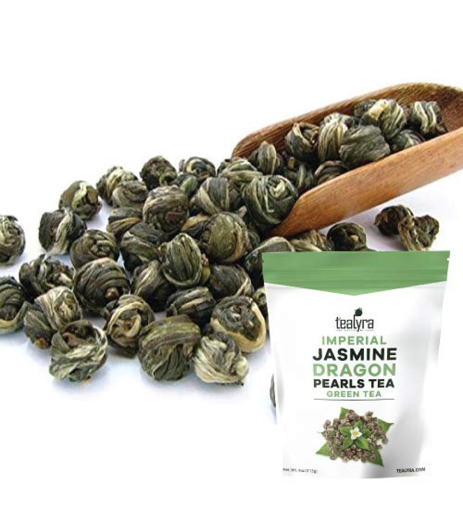 Tealyra Imperial Jasmine Dragon Pearls Green Tea - 4oz Loose Leaf Tea - Buy Online on GoSupps.com
