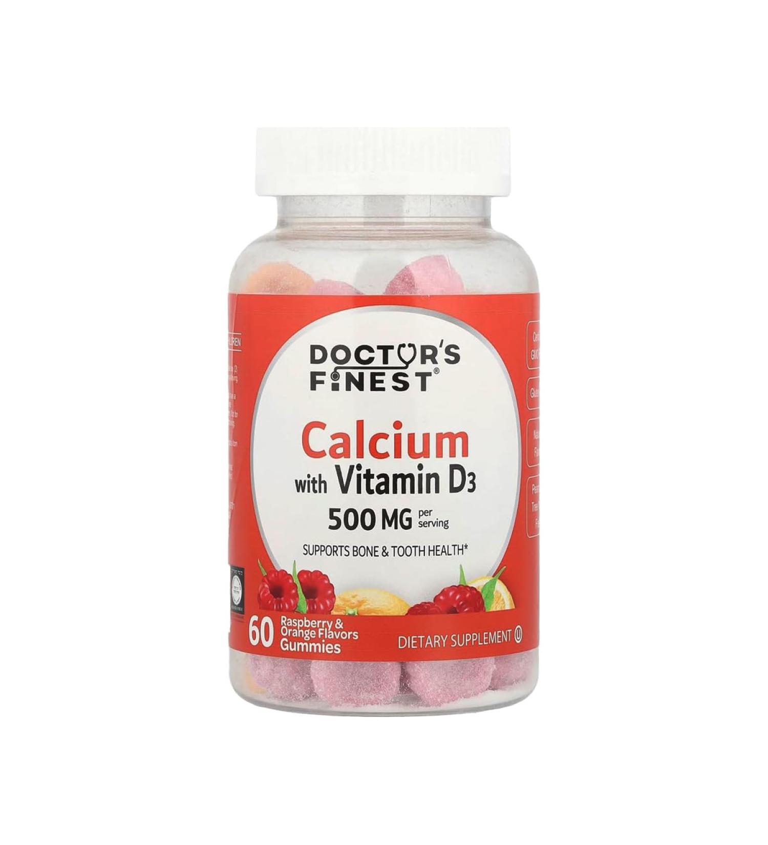 Doctor's Finest Calcium with Vitamin D3 Orange and Berry 500 mg 60 Gummies Cream for Feet BEAUTY - Buy Online on GoSupps.com