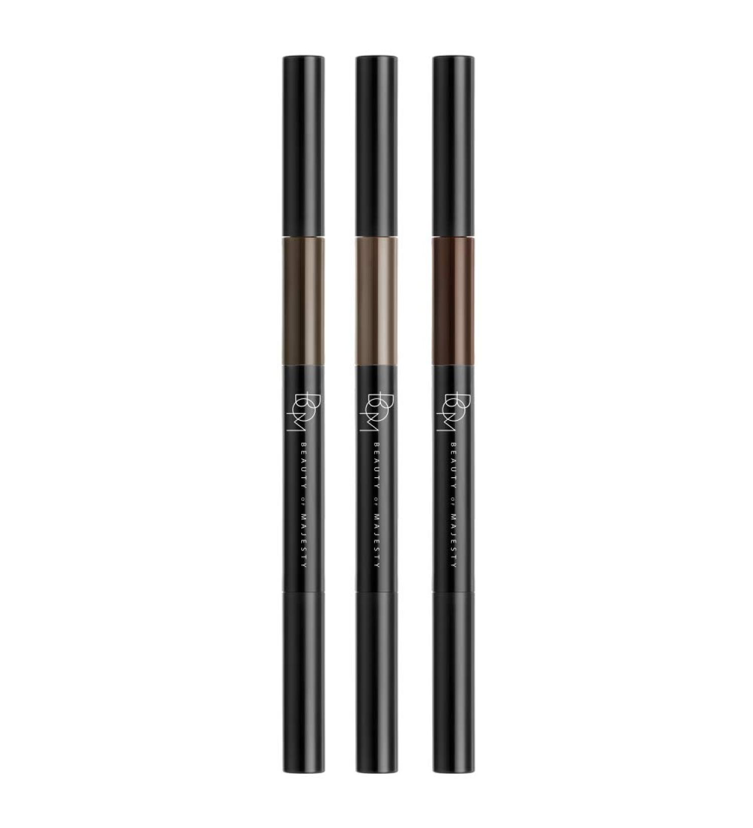 BOM 3 in 1 Triple Edge Eyebrow Pencil - Waterproof Long Lasting Dark Brown #02 with Blender & Spoolie - Shop Internationally - Buy Online on GoSupps.com