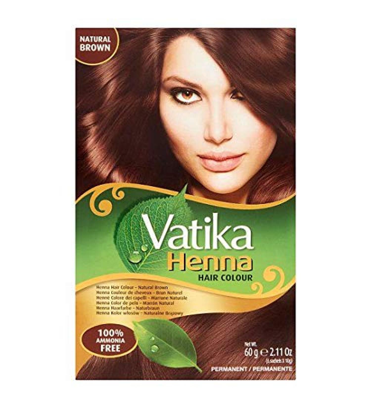 Vatika Henna Hair Colour NATURAL BROWN 100% Ammonia Free 6 x 10g Sachtes - 60g