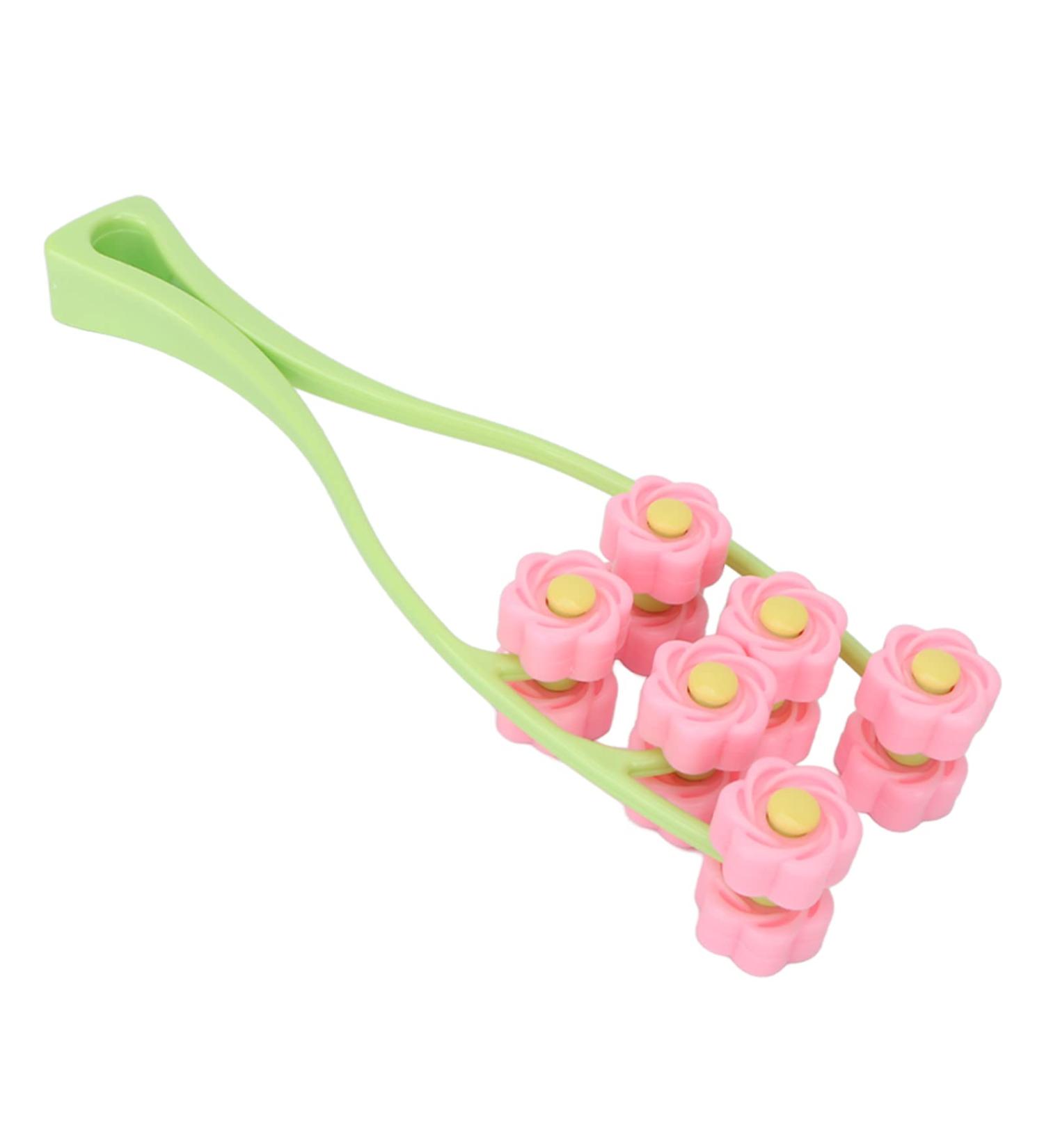 Flower Type Pink Face Massage Roller - Plastic Letter Shaped Face Massager for Relaxation | International Shipping - Buy Online on GoSupps.com