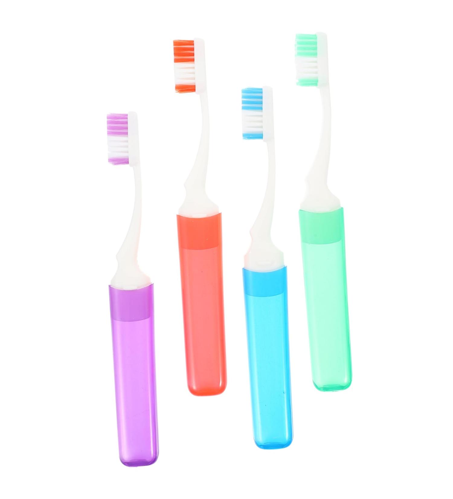 4-Piece Travel Toothbrush Set - Lightweight Wear-Resistant Collapsible Outdoor Toothbrushes for Kids & Adults - Perfect for Travel - Buy Online on GoSupps.com