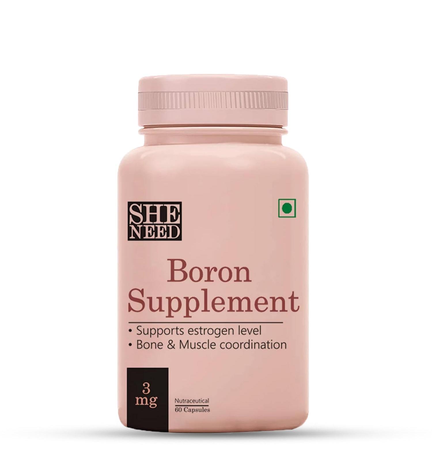 Boron Supplements (3 mg) For Women - Better Muscle Coordination & Maintains Estrogen Levels- 60 Capsules - Buy Online on GoSupps.com