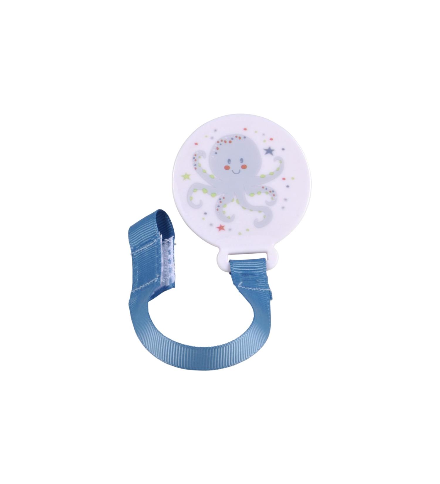Soft Baby Pacifier Chain with Clip Attachment Octopus Ocean