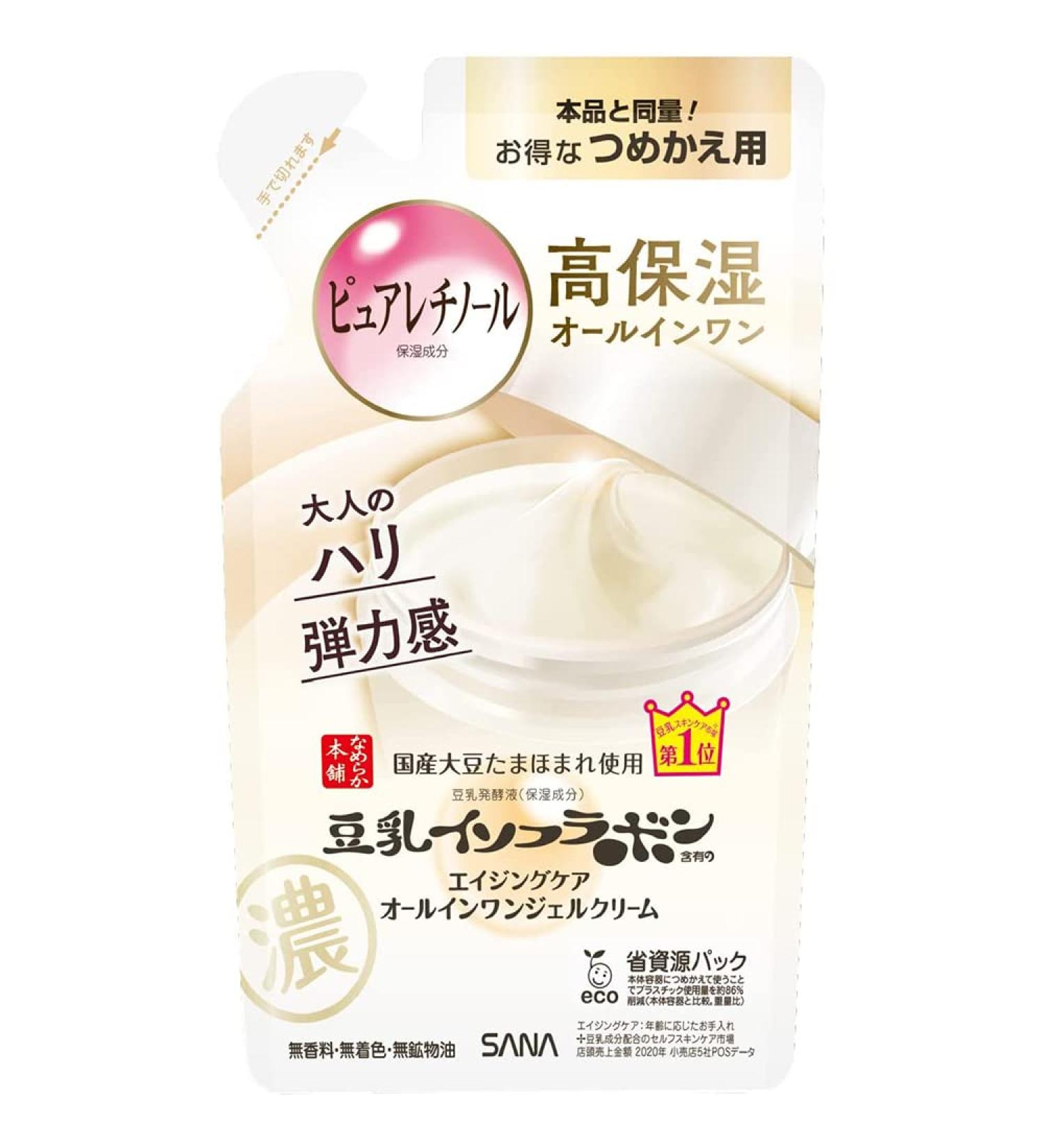 Sana Nameraka Honpo Soy Milk Isoflavone Wrinkle AllInOne Gel Cream N Refill 100g - Buy Online on GoSupps.com
