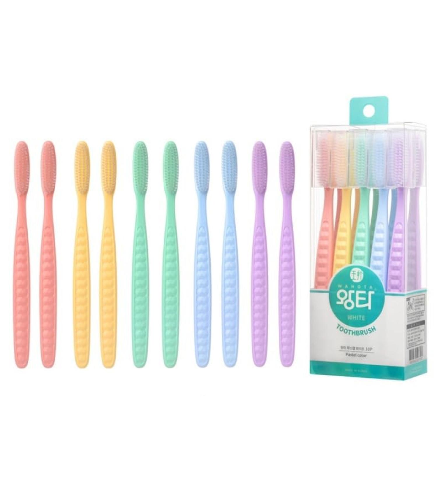 Wangta Soft Toothbrush 10 Pack - Best Manual Toothbrush for Sensitive Gums & Teeth | Maximum Cleaning Pastel White - International Shipping Available - Buy Online on GoSupps.com