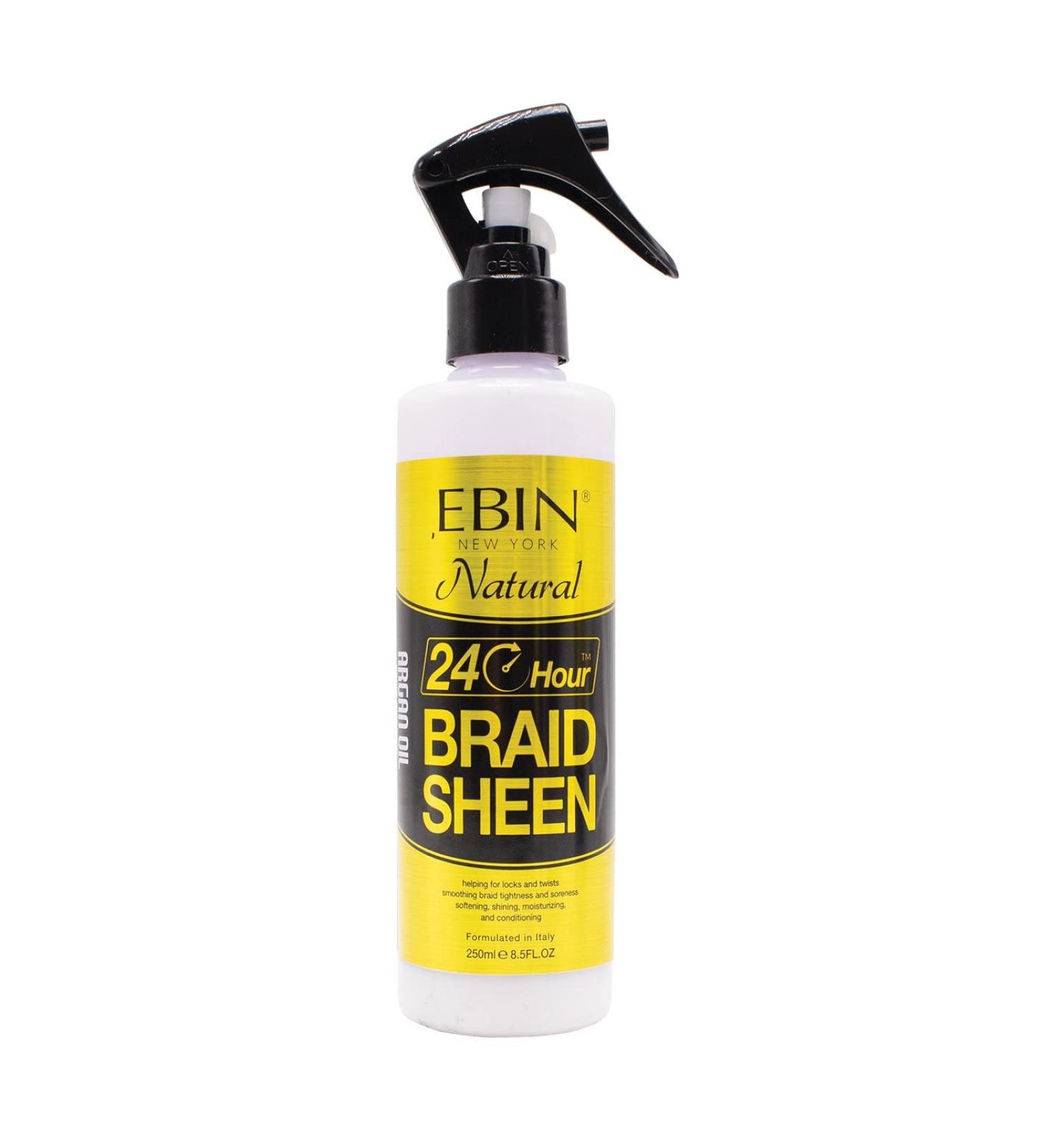 EBIN NEW YORK 24 Hour Braid Sheen Spray | Soothes braid tightness and soreness. Softens adds extra shine moisturizes & conditions 8.5 oz / 250ml 8.5 Fl Oz (Pack of 1) Braid Sheen Spray
