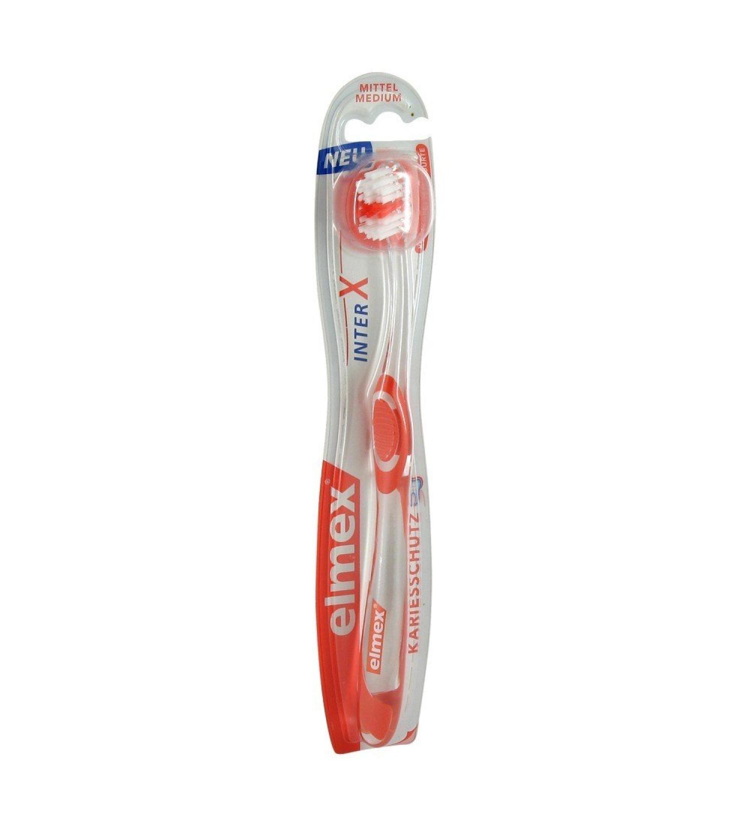 elmex Caries Protection Inter X Toothbrush Short Head Medium Pack of 4 (4 x 1 piece)