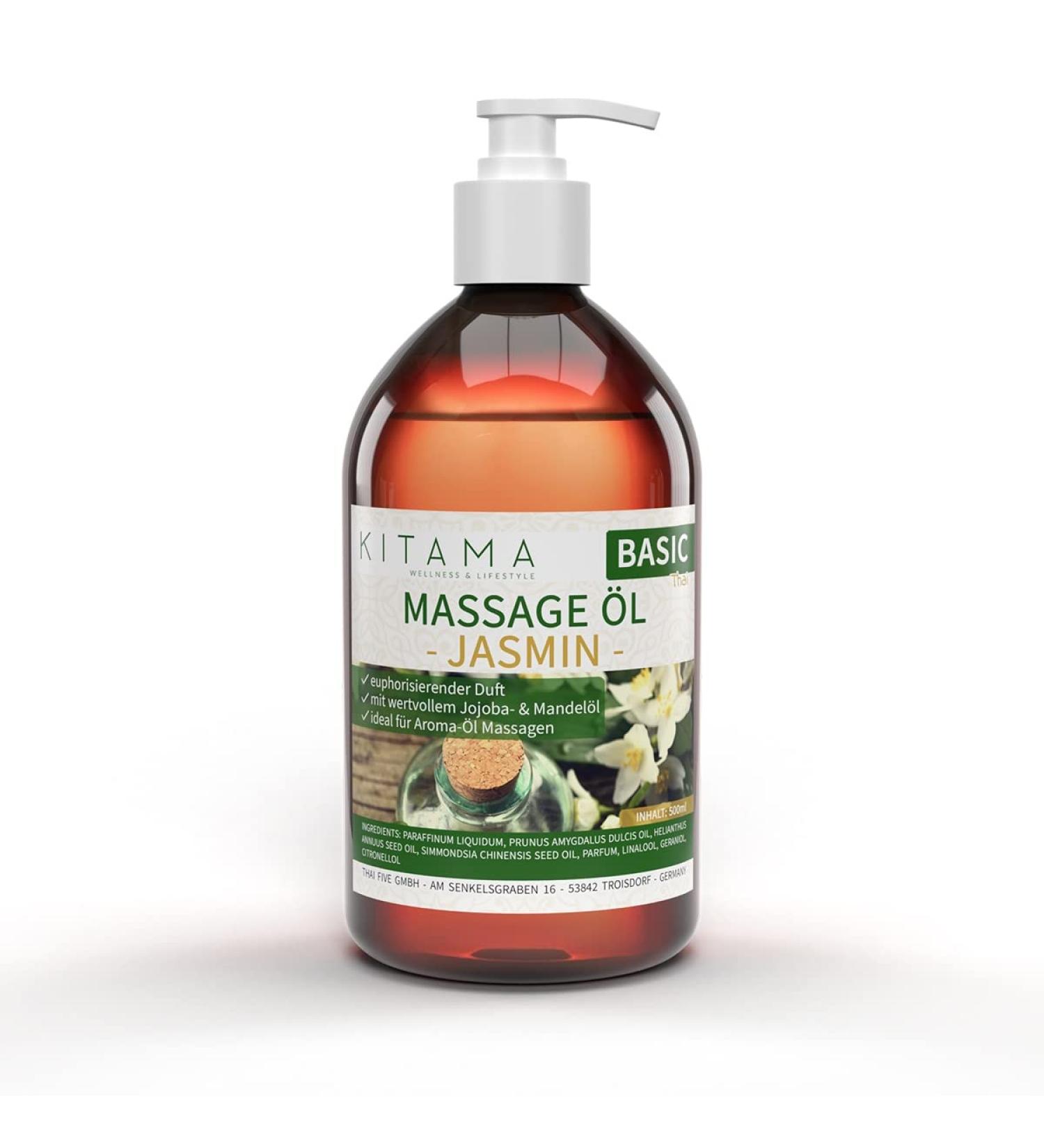 KitaMa Jasmine Massage Oil - 500ml Nourishing Aroma Oil for Relaxation & Care - Thai Body Oil for Massages - Buy Online on GoSupps.com
