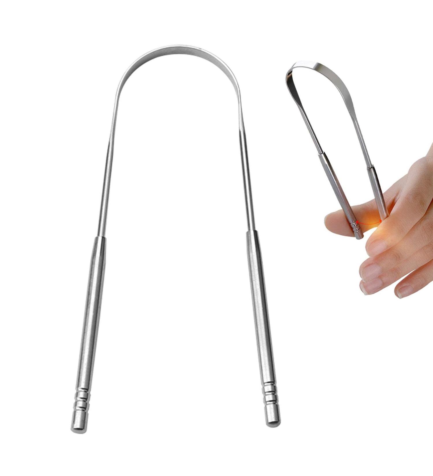 Stainless Steel Tongue Scrapers - Effective Tongue Cleaner Brush for Fresh Breath | U-Shaped Tongue Scraper for Adults & Kids - Buy Online on GoSupps.com