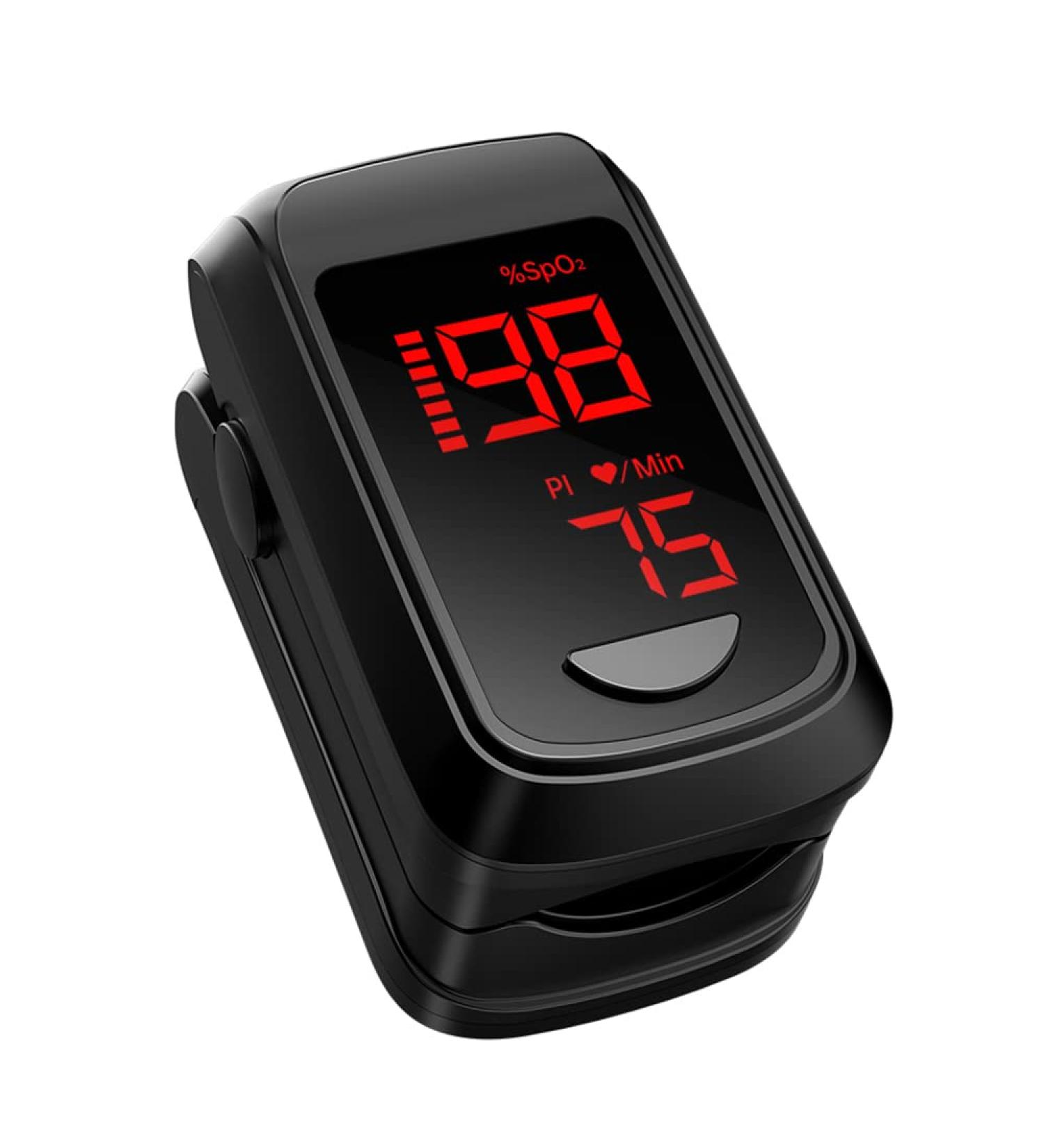 Fingertip Pulse Oximeter - Mini Oxygen Saturation Monitor with Graph Display & Alarm - iOS/Android Compatible (Black) - Buy Online on GoSupps.com