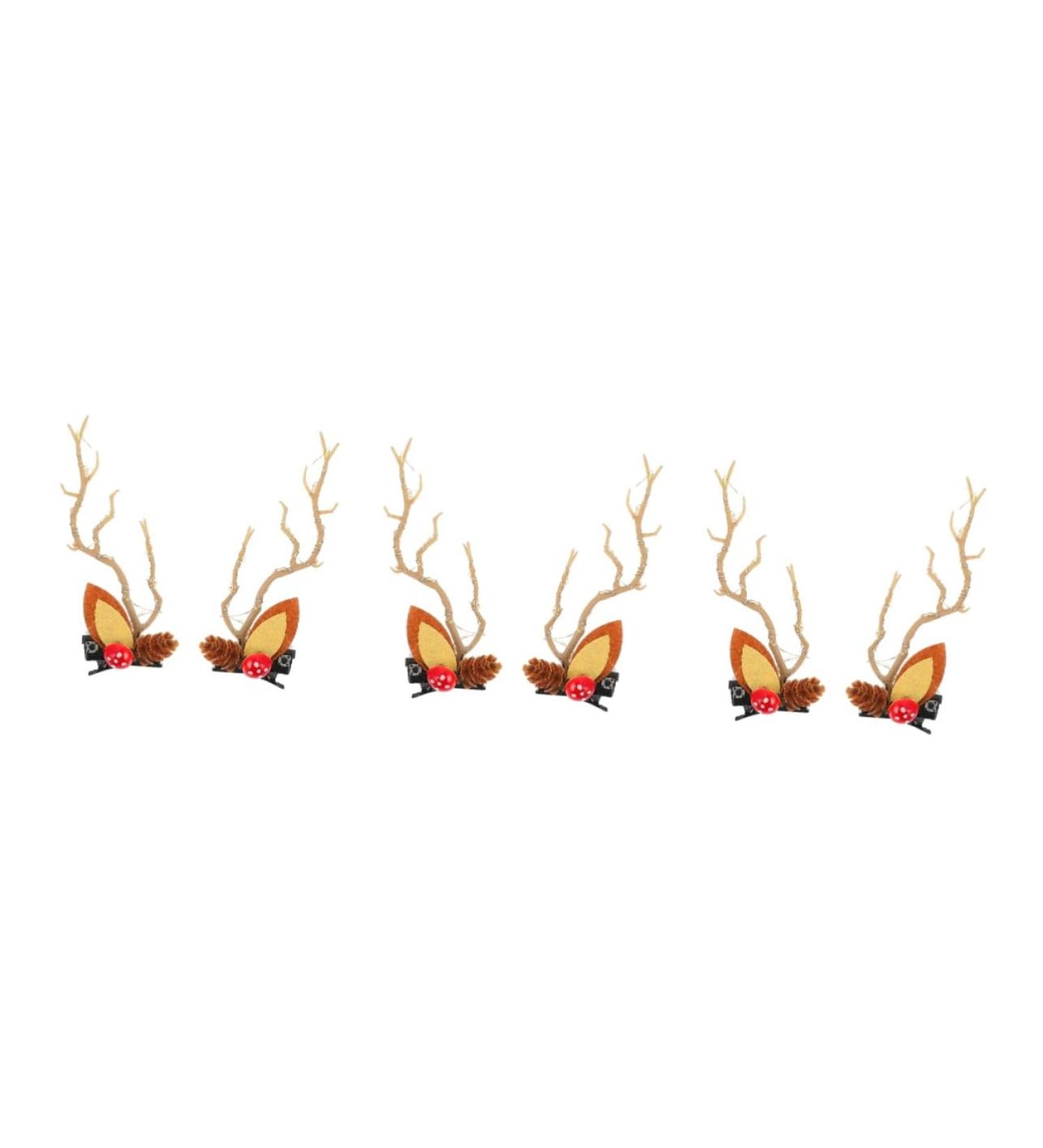 ABOOFAN 3 Pairs Christmas Glow Barrette Xmas Hair Clips Antlers Tree Branches Antlers Hair Clips Winter Hair Barrettes Mushroom Costume Reindeer Horn Hair Grip Mosaic Resin Miss - Buy Online on GoSupps.com