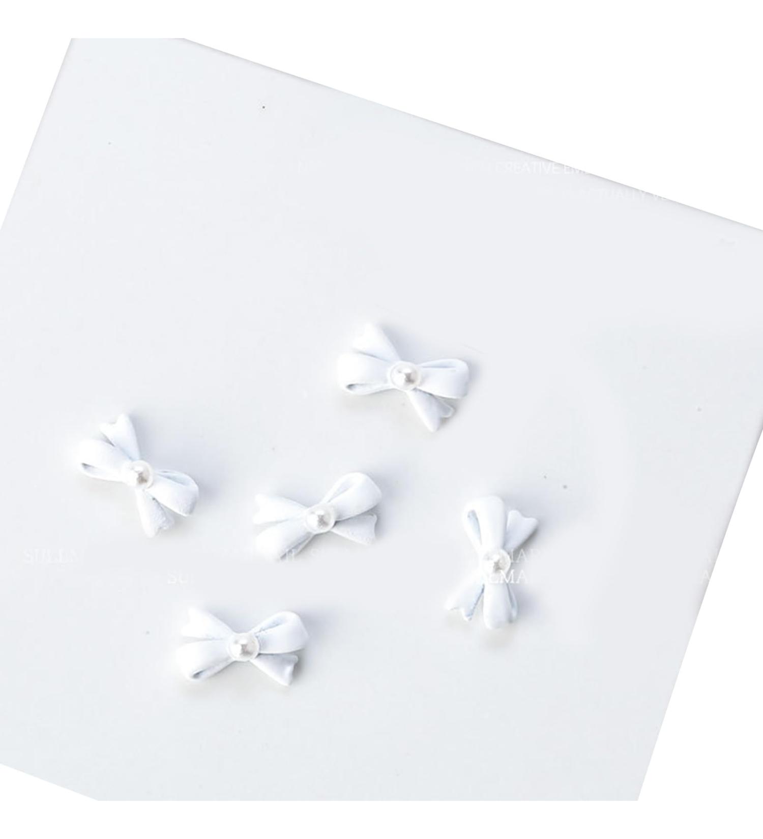 5Pcs Metal Nail Art Studs 3D Nail Art Metal Nail Art Jewelry Decorations Pearls Bows Nail Decoration Accessories Nail Rivets Gems White - Buy Online on GoSupps.com
