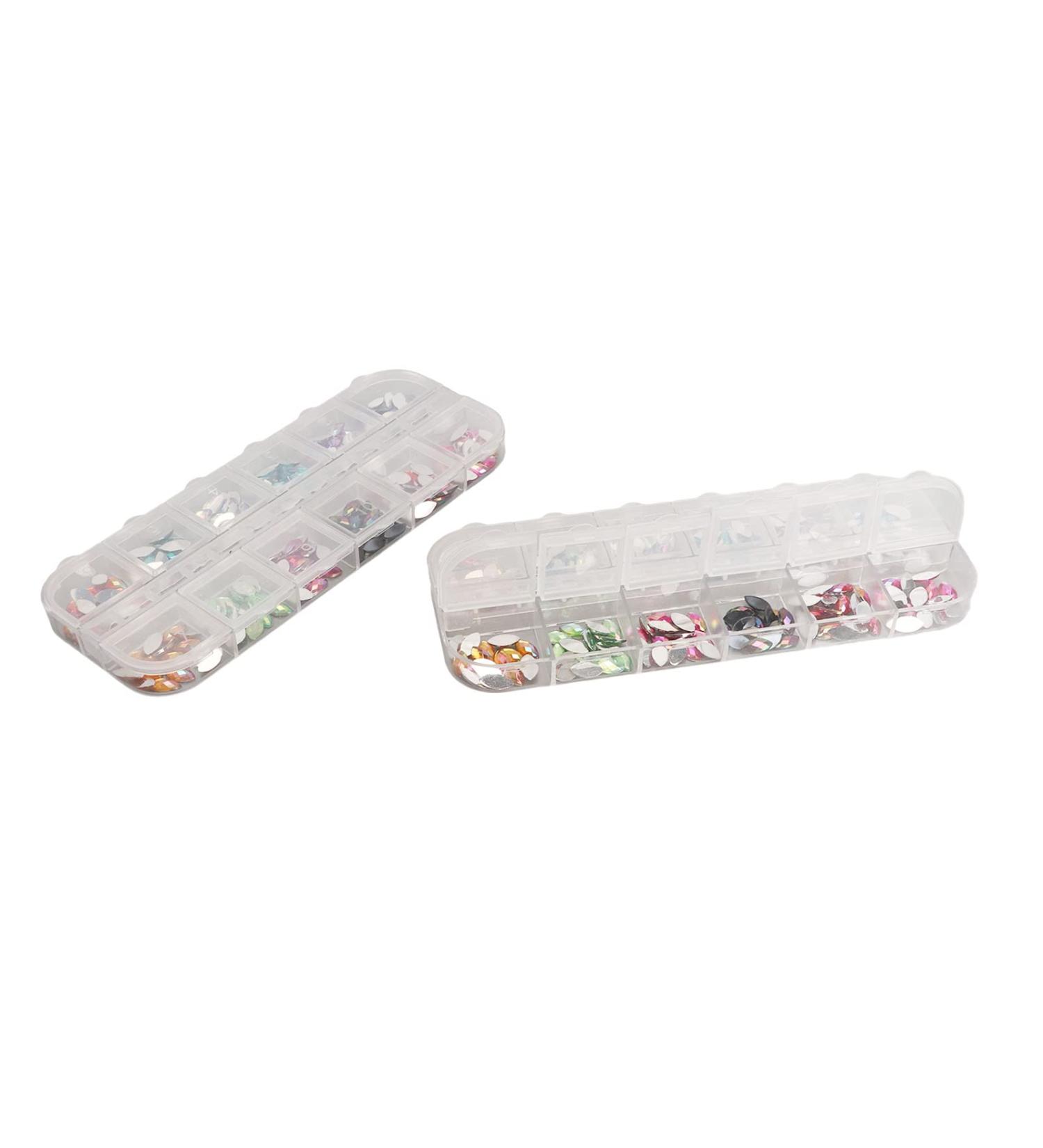 FECAMOS Nail Rhinestones Widely Used Assorted Colors 2 Boxes Flat Back Nail Stones for DIY - Buy Online on GoSupps.com