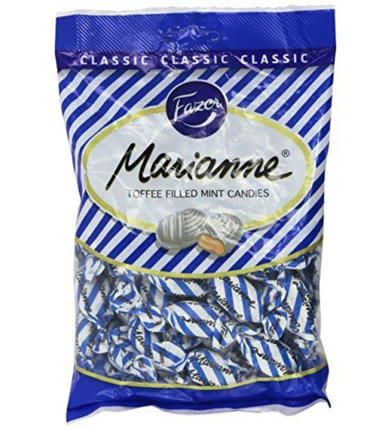 Fazer Marianne Blue Classic Finnish Toffee Filled Mint Hard Candies Candy Sweets Bag 220g by Fazer Marianne