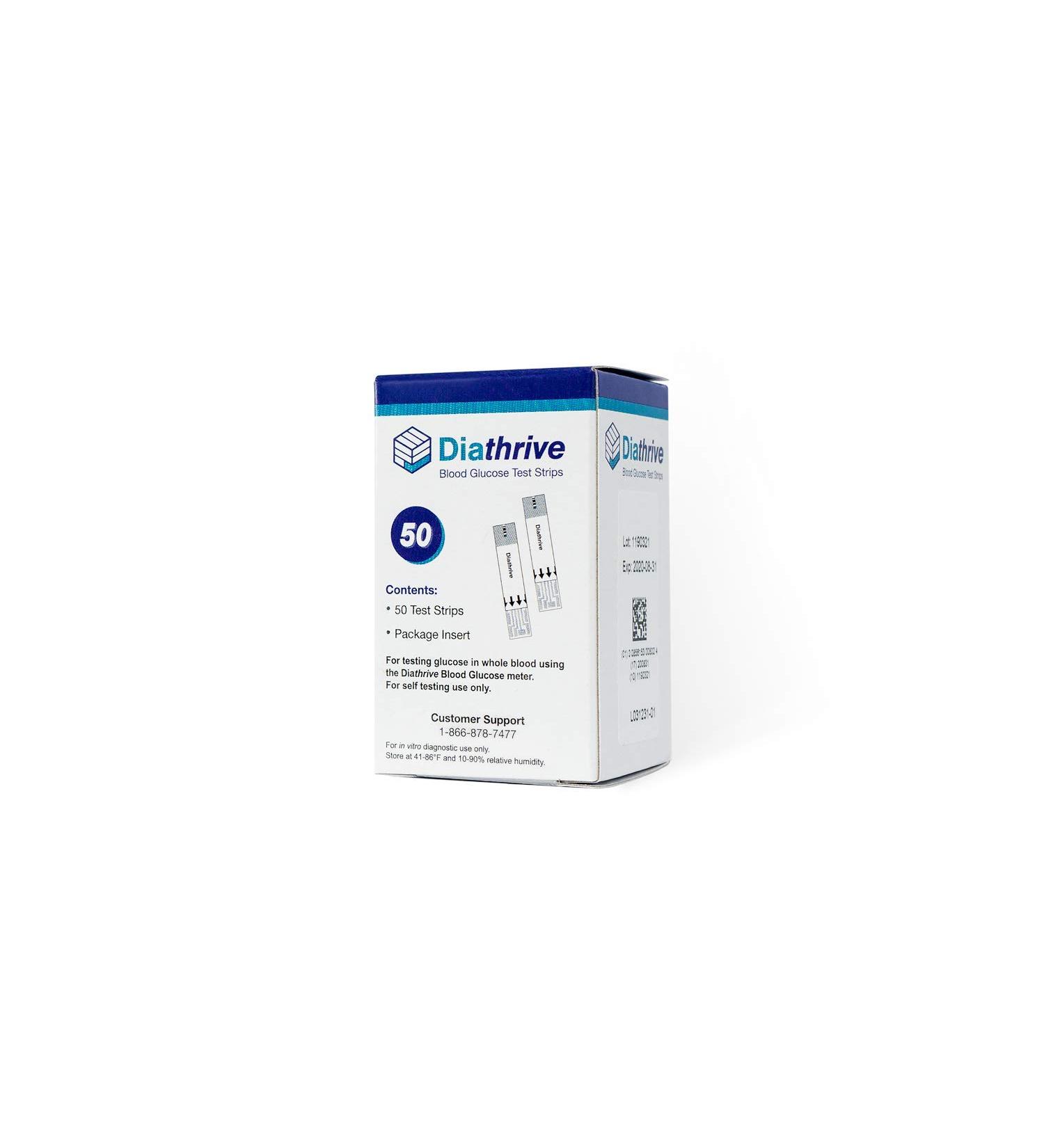 Diathrive 50 Diabetic Test Strips: 4 Second Results, No Coding, Blood Sugar Testing - Buy Online on GoSupps.com