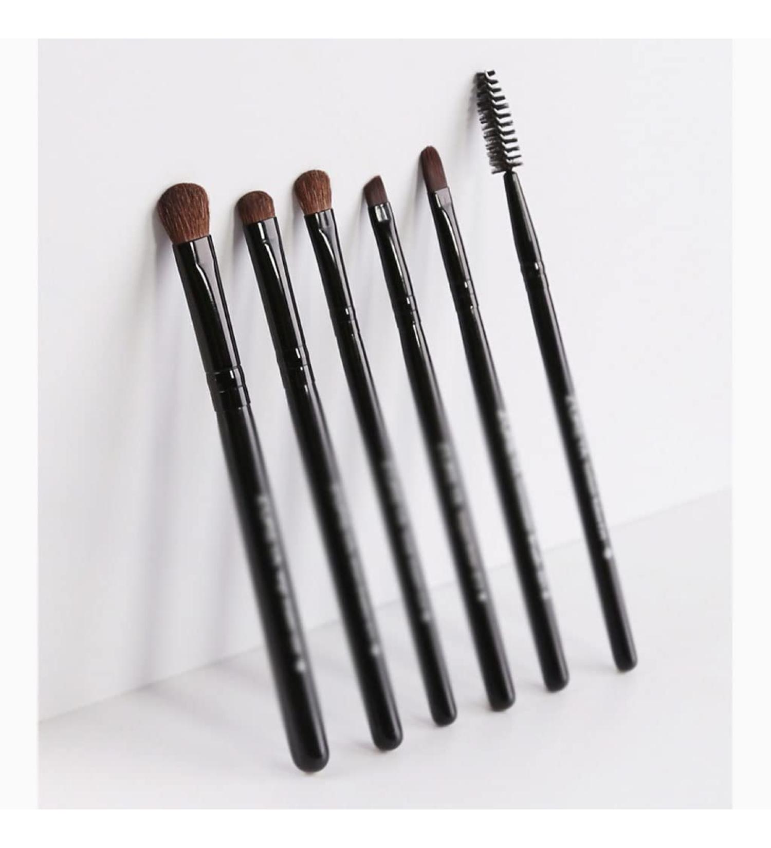 DFHBFG Makeup Tools - 6 Small Sets Black Wood Handle Eye Shadow Brushes | High-Quality Makeup Brushes for Flawless Looks - International Shipping Available - Buy Online on GoSupps.com