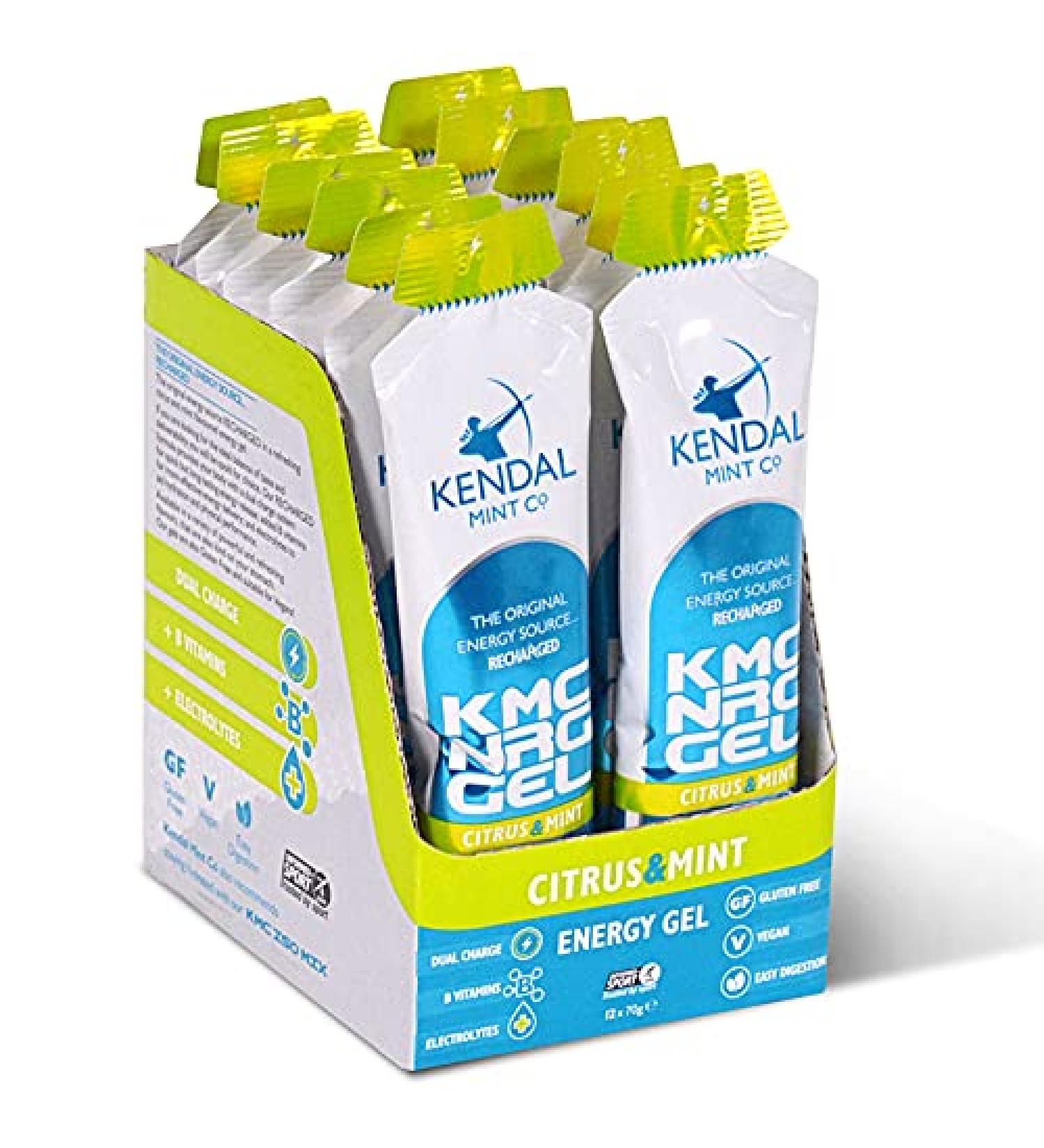 Kendal Mint Co Energy Gel - Citrus & Mint 12 x 70g | Caffeine-Free, Electrolyte-Rich for Running & Cycling | Vegan & GF - Buy Online on GoSupps.com