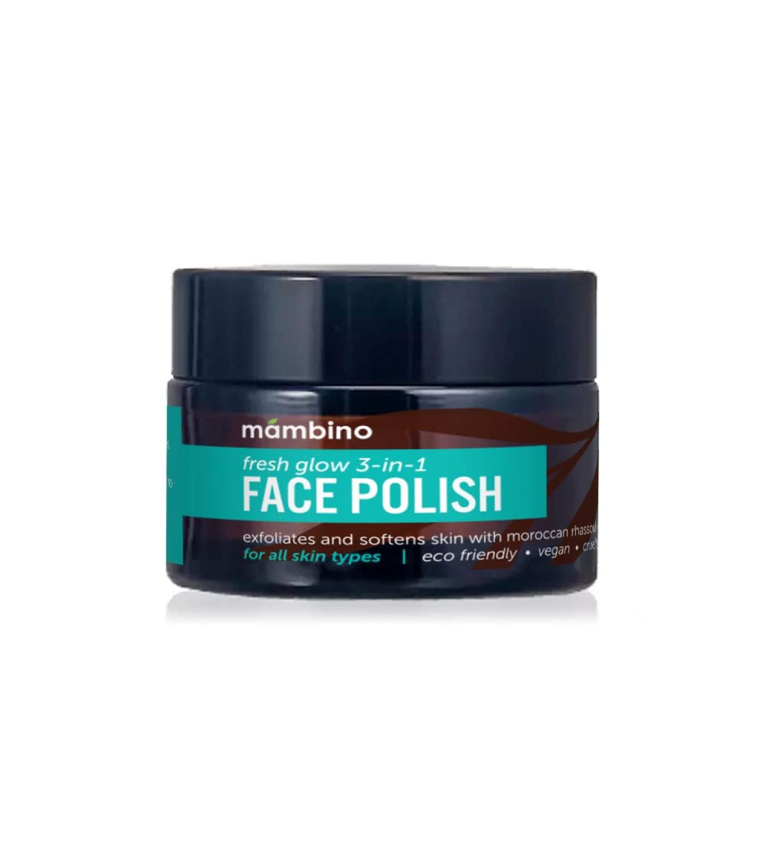 Mambino Organics Fresh Glow 3-In-1 Face Scrub Exfoliating Face Wash & Facial Cleanser for Gentle Skin Care Face Exfoliator for Smooth Refreshed Skin 1.7 oz 1-Pack Face Polish