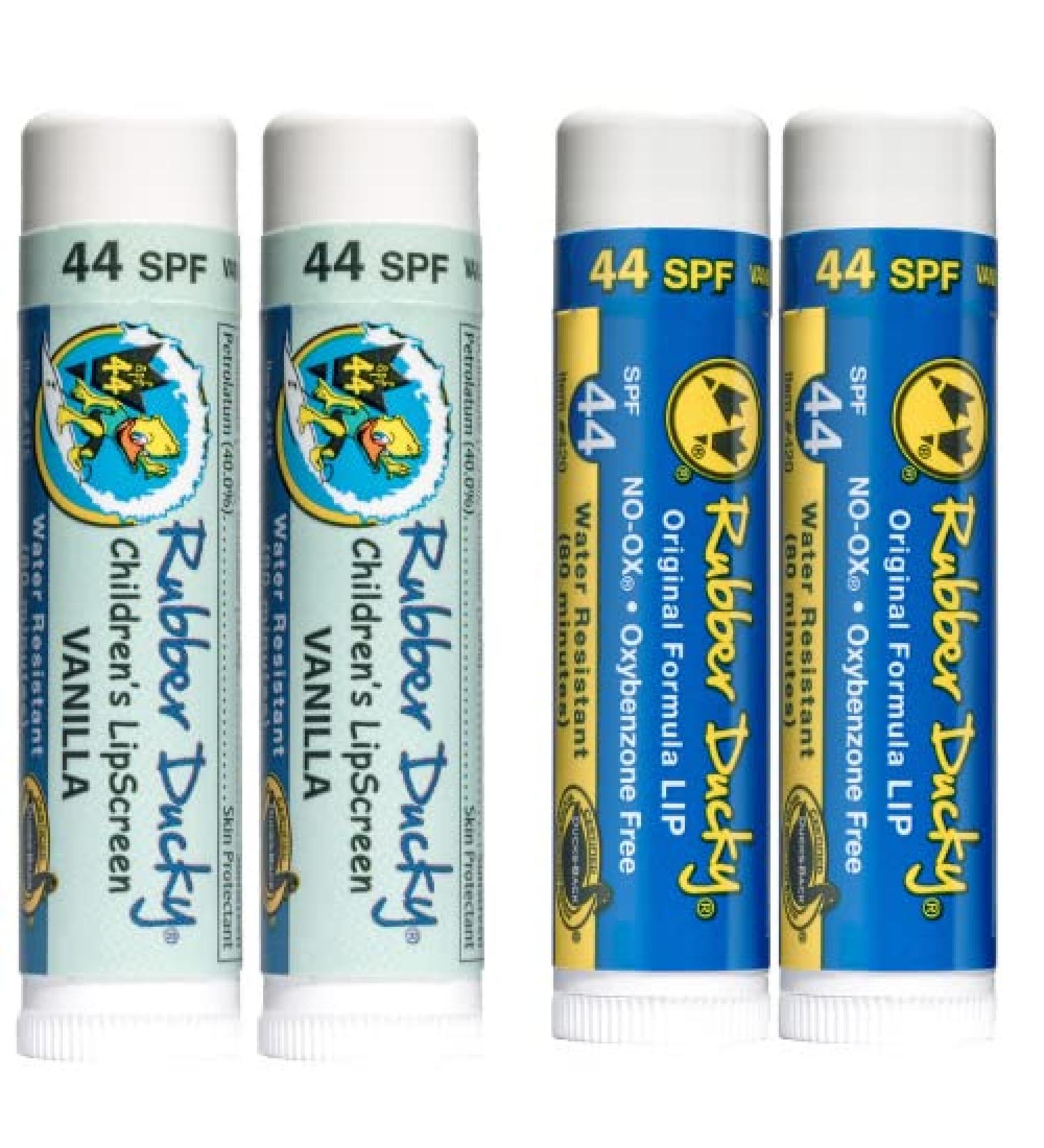 SPF 44 Waterproof Lip Balm with Vitamin E - Broad Spectrum UV Protection for Lips - Vanilla, Family 4 Pack - Buy Online on GoSupps.com