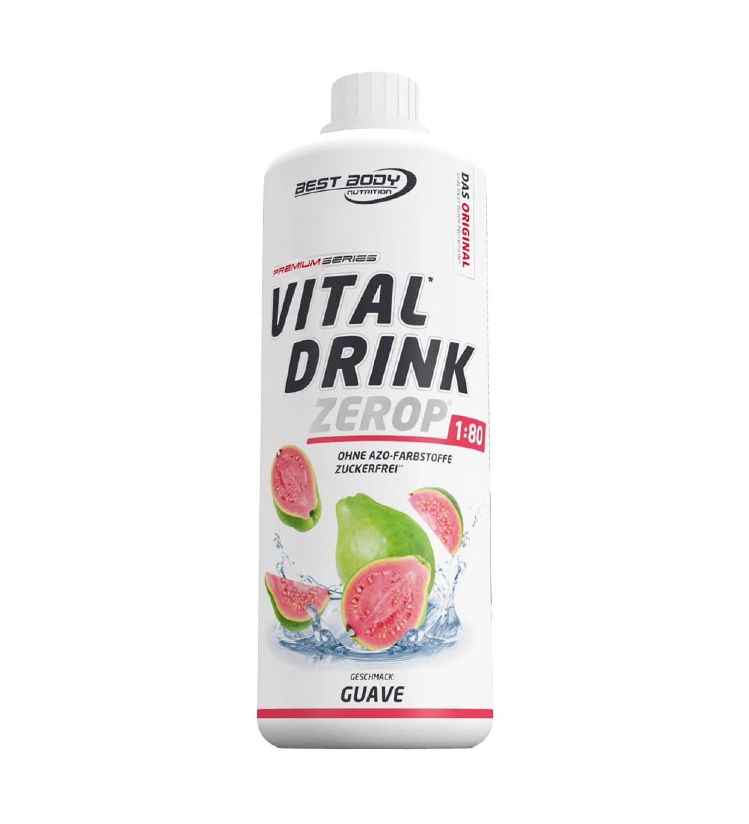 Best Body Nutrition Vital Drink Zerop Guave - Sugar-Free Beverage Concentrate | 80L Yield | 1000ml Sirup - Original Flavor - Buy Online on GoSupps.com