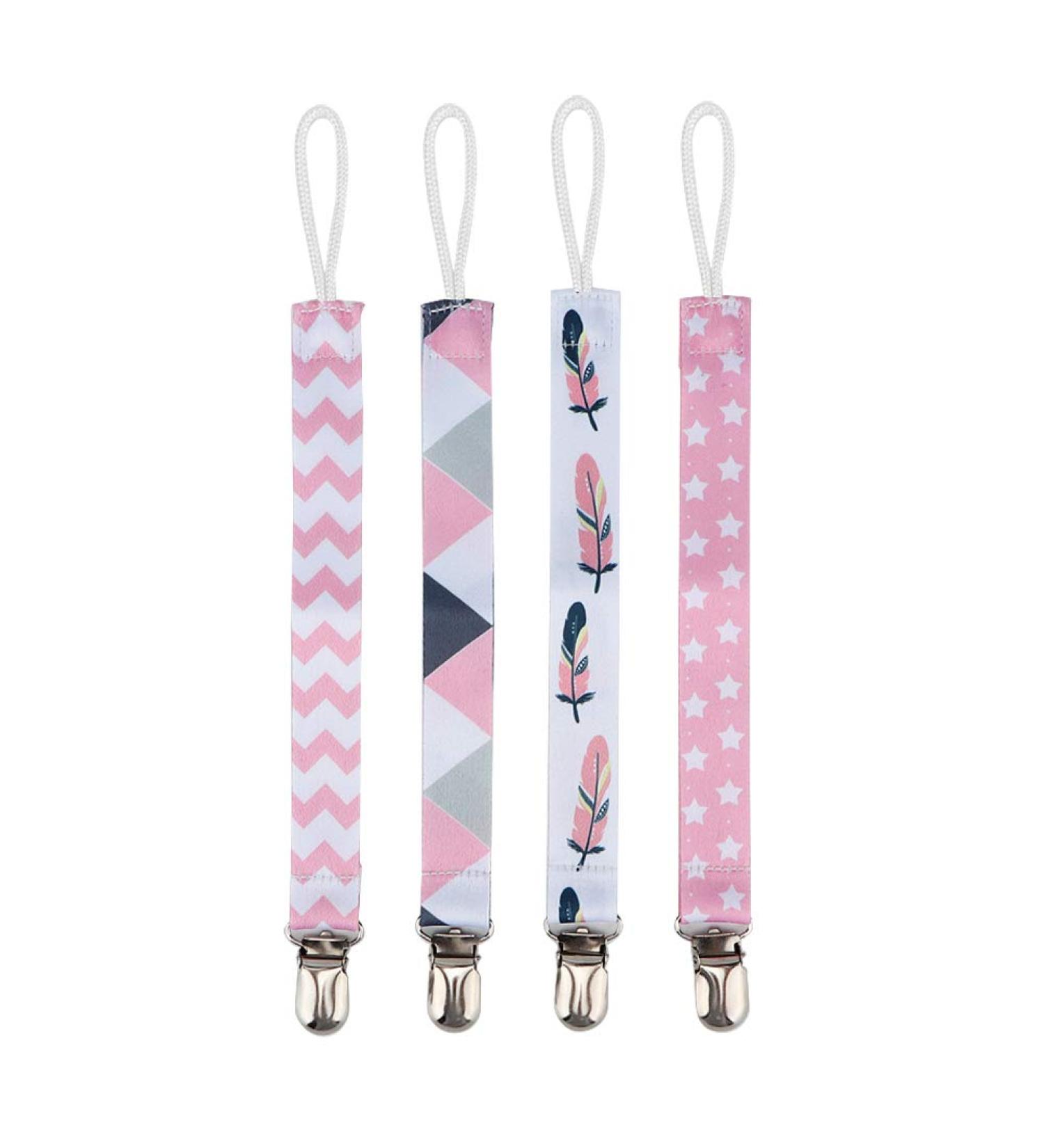 Atyhao Baby Pacifier Clip Set - 4 Modern Cotton Strap Holders | Universal Nipple Clips for Baby Shower Gifts & Plush Toys - Buy Online on GoSupps.com
