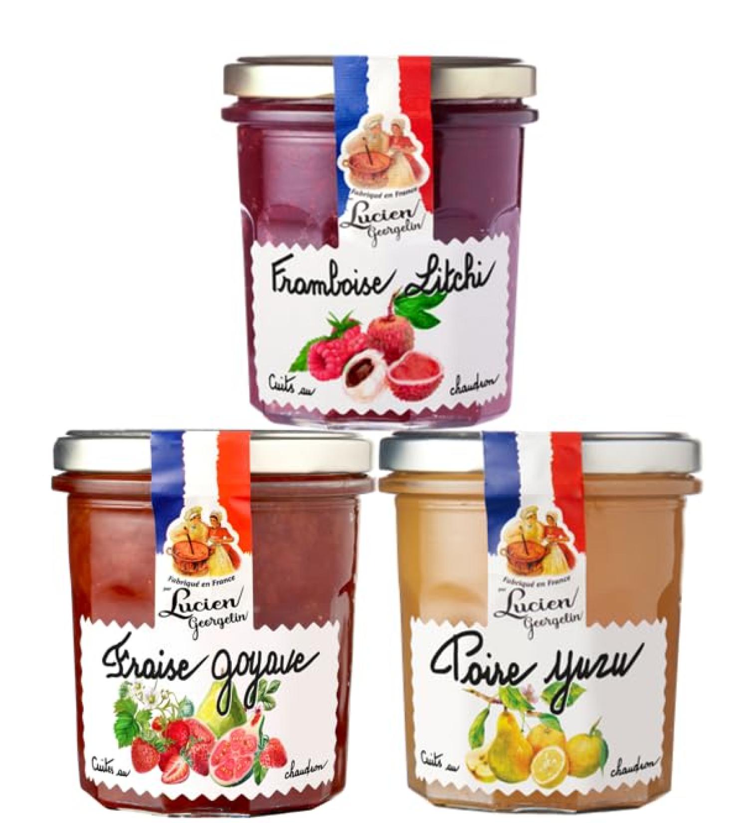 Lot variegated fruit preparations exotic flavors Lucien Georgelin 3x320g