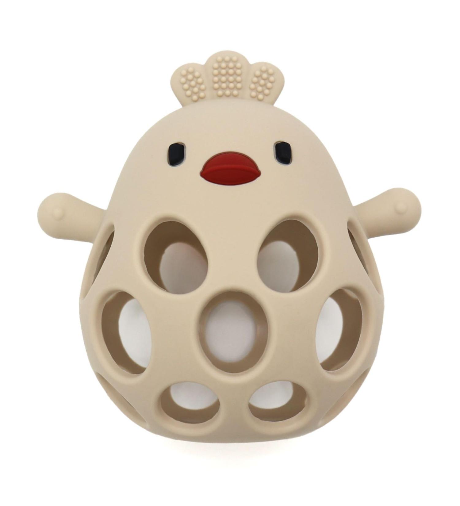 KIAANS BPA Free Silicone Chick Teether Toy | Baby Teething & Grasping Toy - Beige Safe for Infants - Buy Online on GoSupps.com