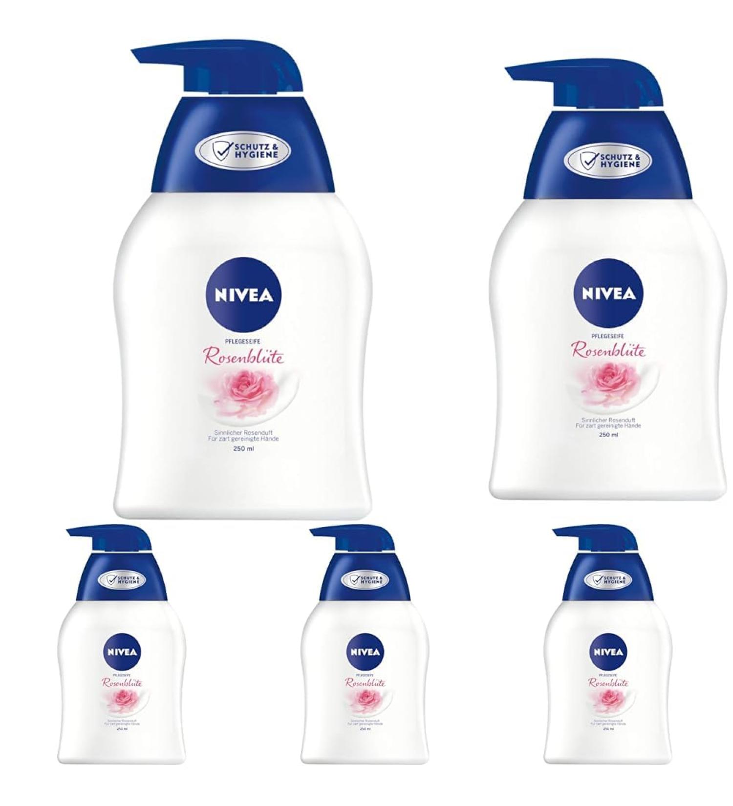 Nivea Care Soap Rose Blossom 250ml | Nourishing Liquid Hand Soap | pH-Skin-Friendly | 5-Pack for Soft Smooth Hands - Buy Online on GoSupps.com