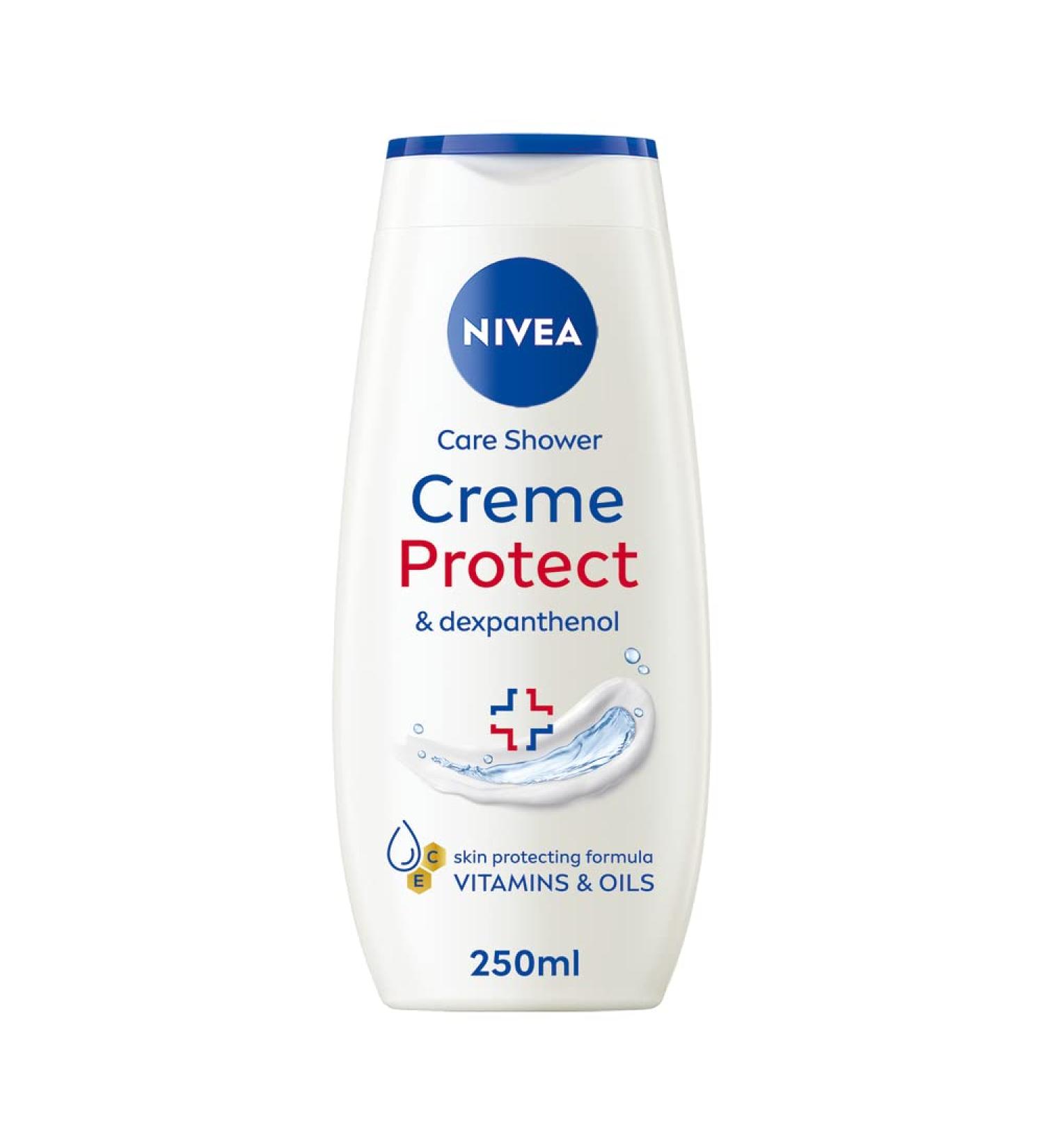 NIVEA Creme Protect Shower Cream Gel (250 ml) Moisturising Shower Gel with Dexpanthenol Vitamins C E and Precious Oils Body Wash for Women Cares for Dry Skin - Buy Online on GoSupps.com