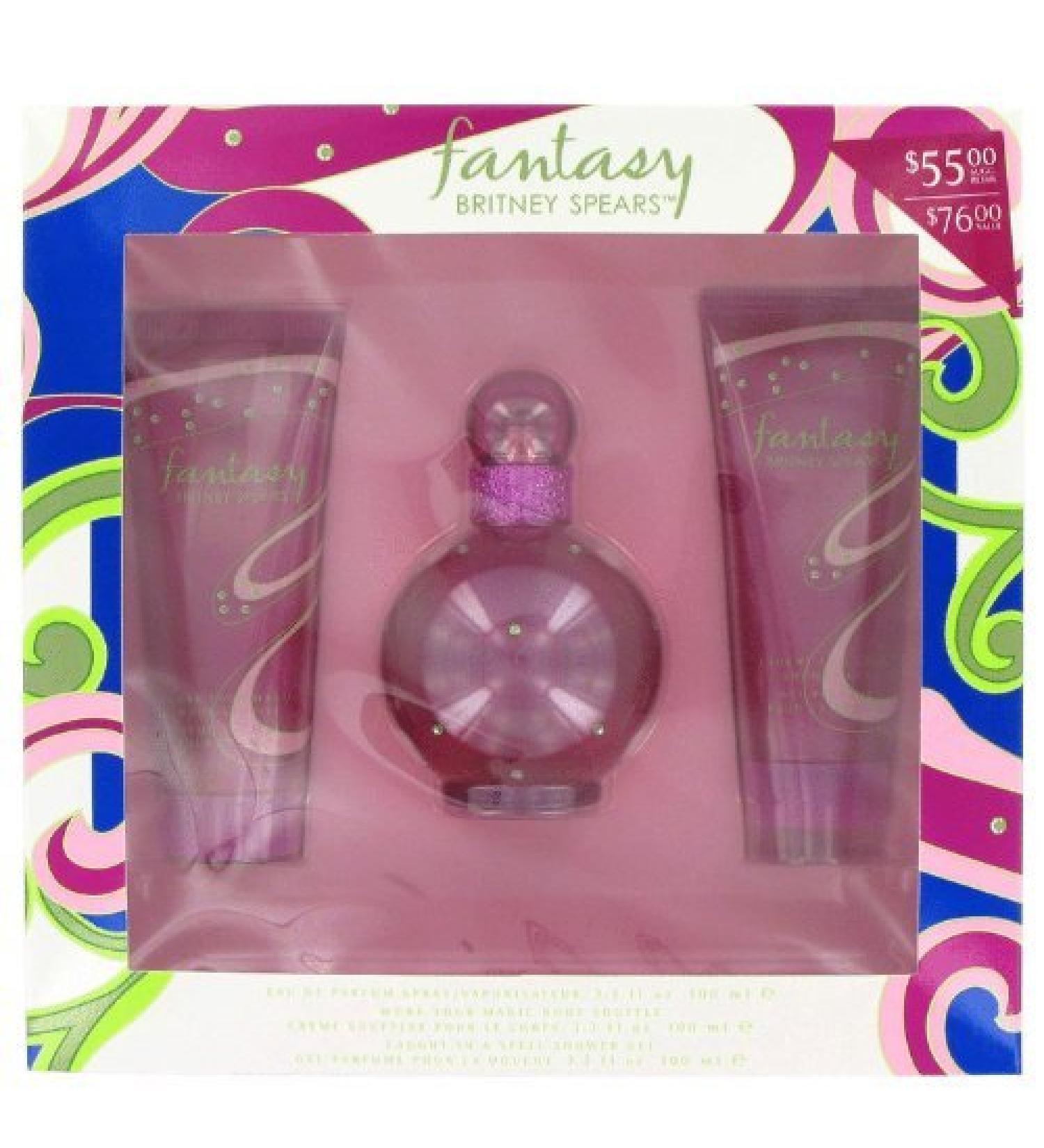 Fantasy by Britney Spears for Women Gift Set (Eau De Parfum Spray 3.3 Ounce Work Your Magic Body Souffle 3.3 Ounce Caught In A Spell Shower Gel 3.3 Ounce)