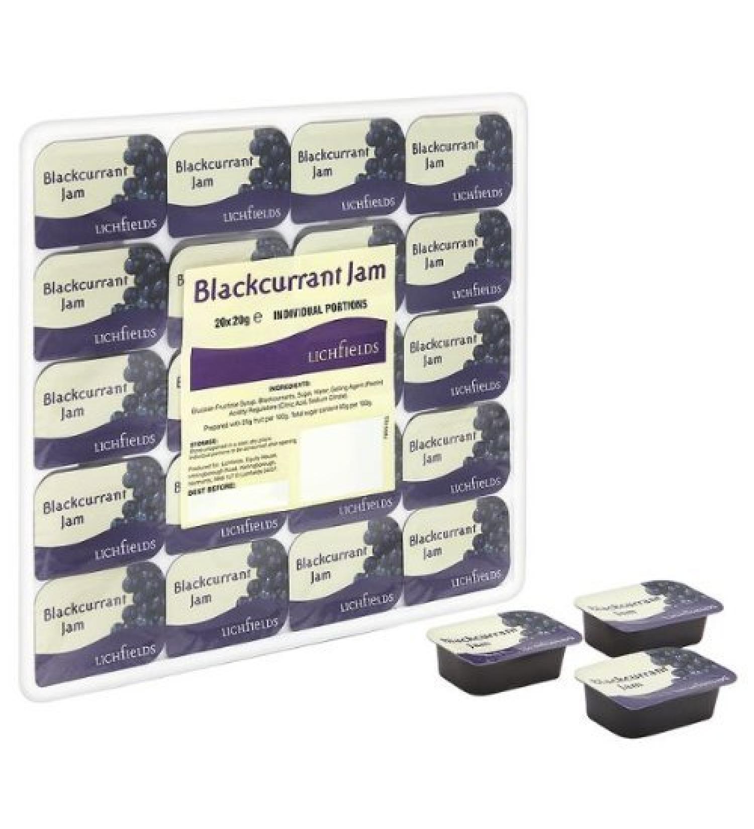 Lichfields Lichfields 100 Single Serving Jam 20g Blackcurrant