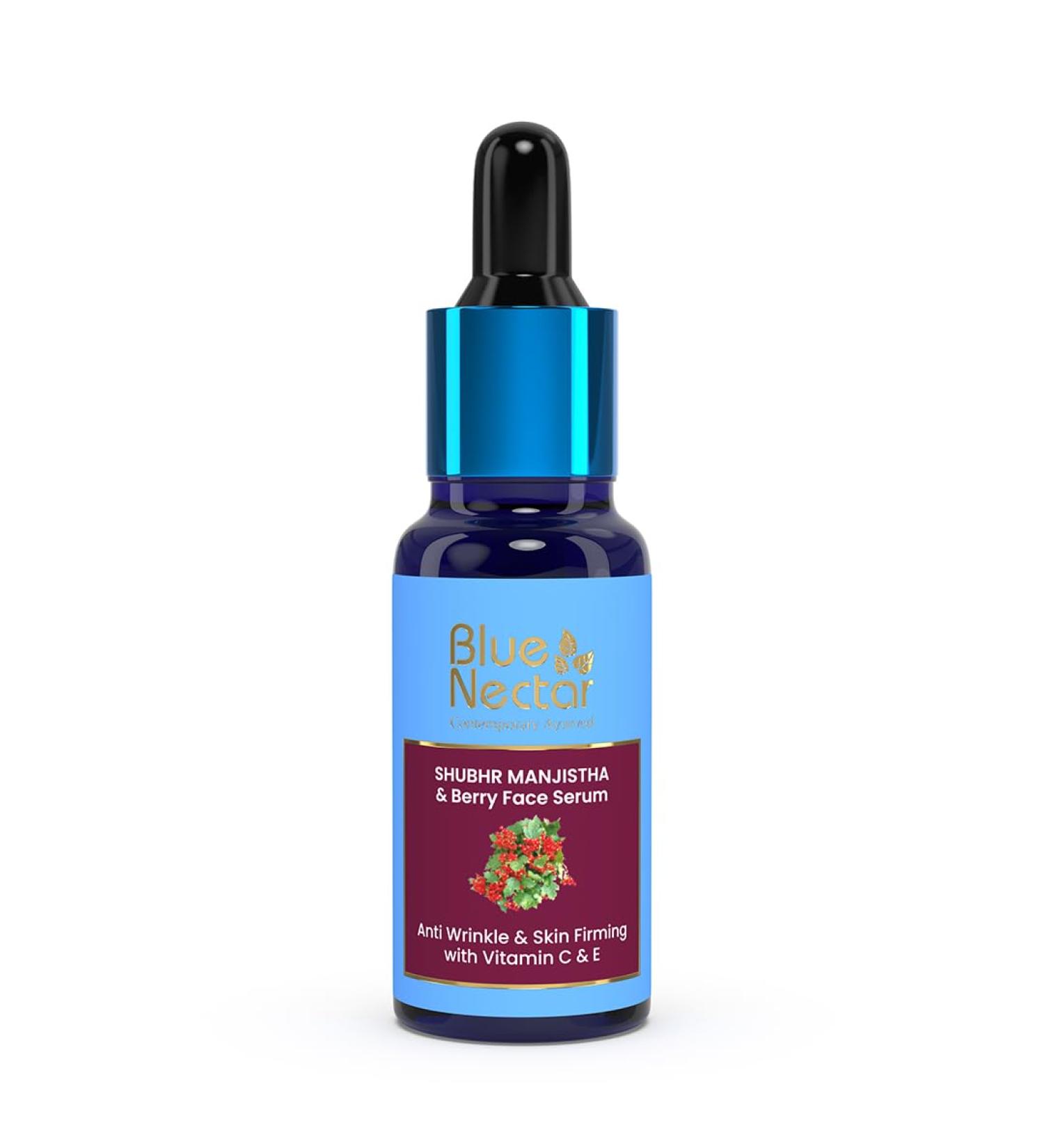 Blue Nectar Manjistha Vitamin C Face Serum - Anti-Aging & Skin Firming | Plant-Based Formula with 13 Herbs for Glowing Skin (1 Fl Oz - Buy Online on GoSupps.com