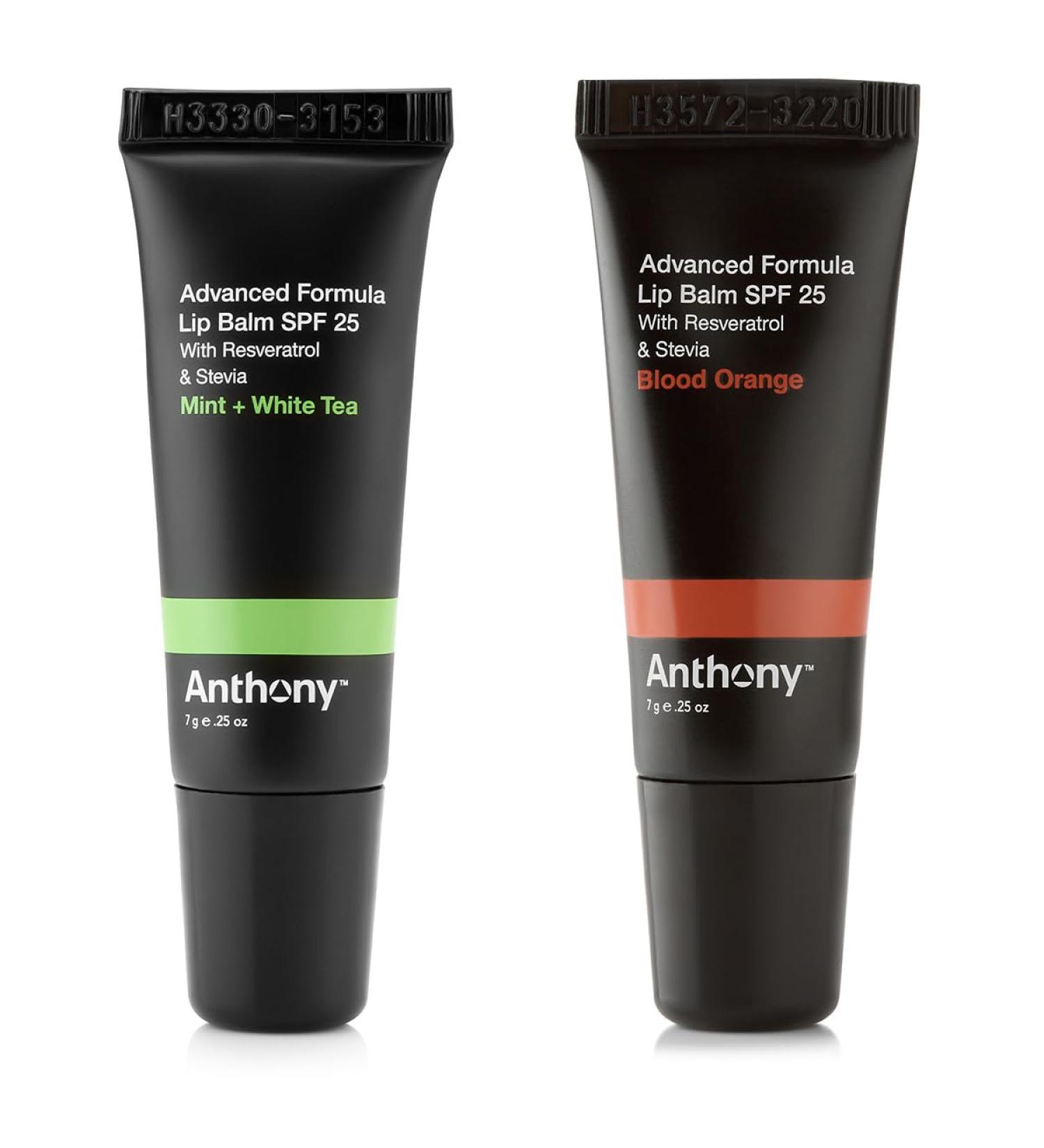 Anthony 25 SPF Lip Balm with Sunscreen for Lips Contains Green Tea Extract Shea Butter & Vitamin E Moisturizing Repair Care Treatment for Chapped & Dry Lips 2-Pack Blood Orange/Mint & White Tea 2-Pack - Buy Online on GoSupps.com