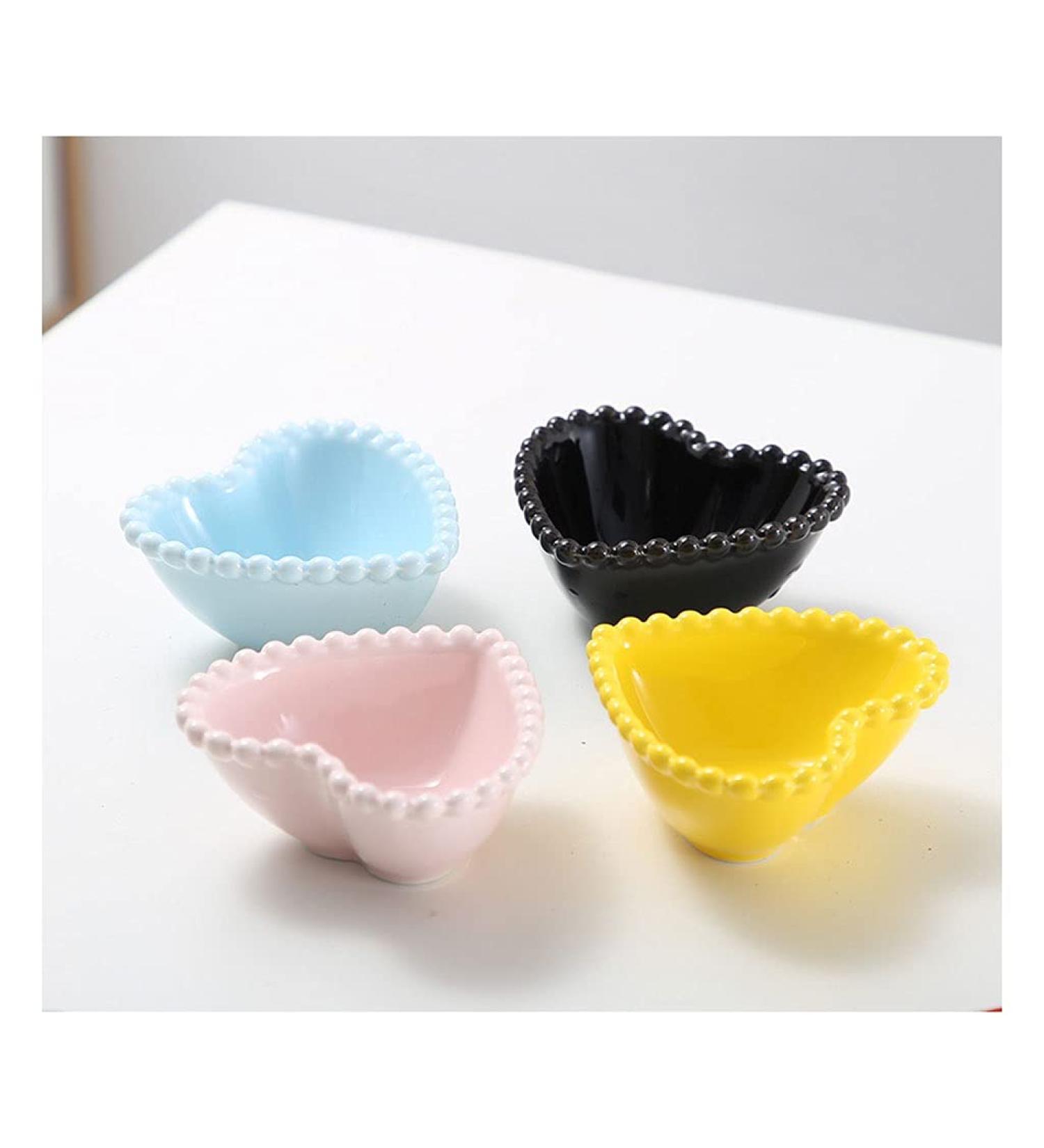 Classic Dip Bowls Ceramic Snack Dish Heart-Shaped Dipping Bowl Salad Tomato Sauce Dish Suitable for Family Restaurant Kitchen 4 Pieces Snack Dish Tray - Buy Online on GoSupps.com