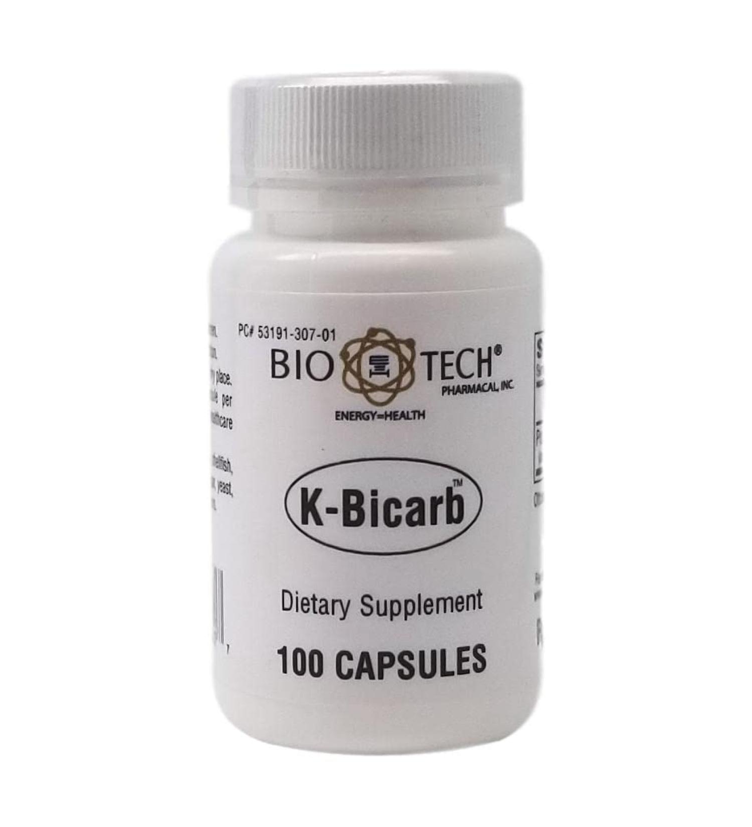 Potassium Bicarbonate (K-BICARB) 100 Capsules - Essential Electrolyte Supplement - Buy Online on GoSupps.com