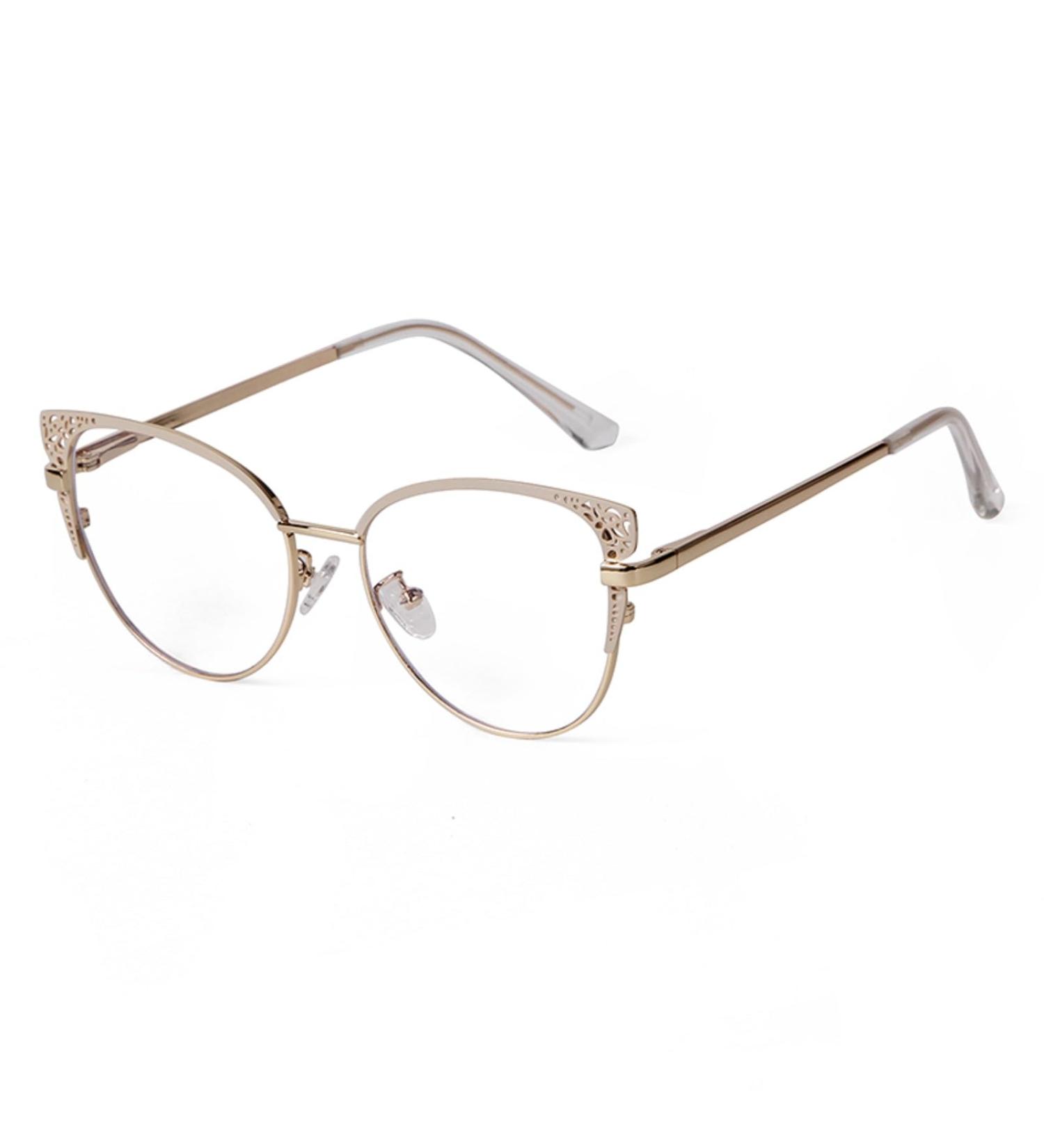 ADEWU Cat Eye Glasses for Women - Chic Gold Frames with Blue Light Filter - Stylish Prescription-Free Fake Glasses for Parties - Buy Online on GoSupps.com
