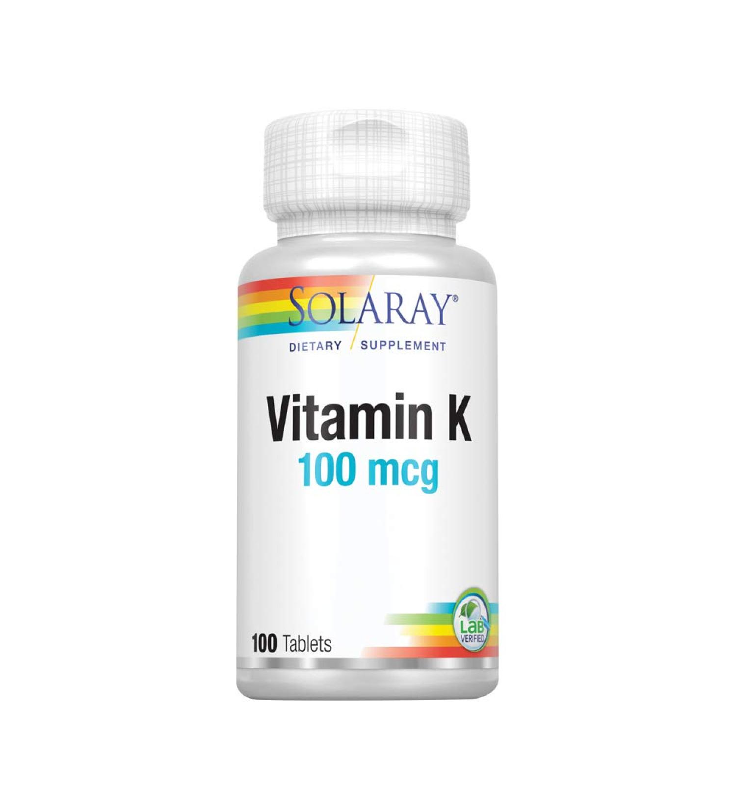 Solaray Vitamin K 100 mcg | 60 Tablets - Supports Bone Health and Cardiovascular Function - Buy Online on GoSupps.com